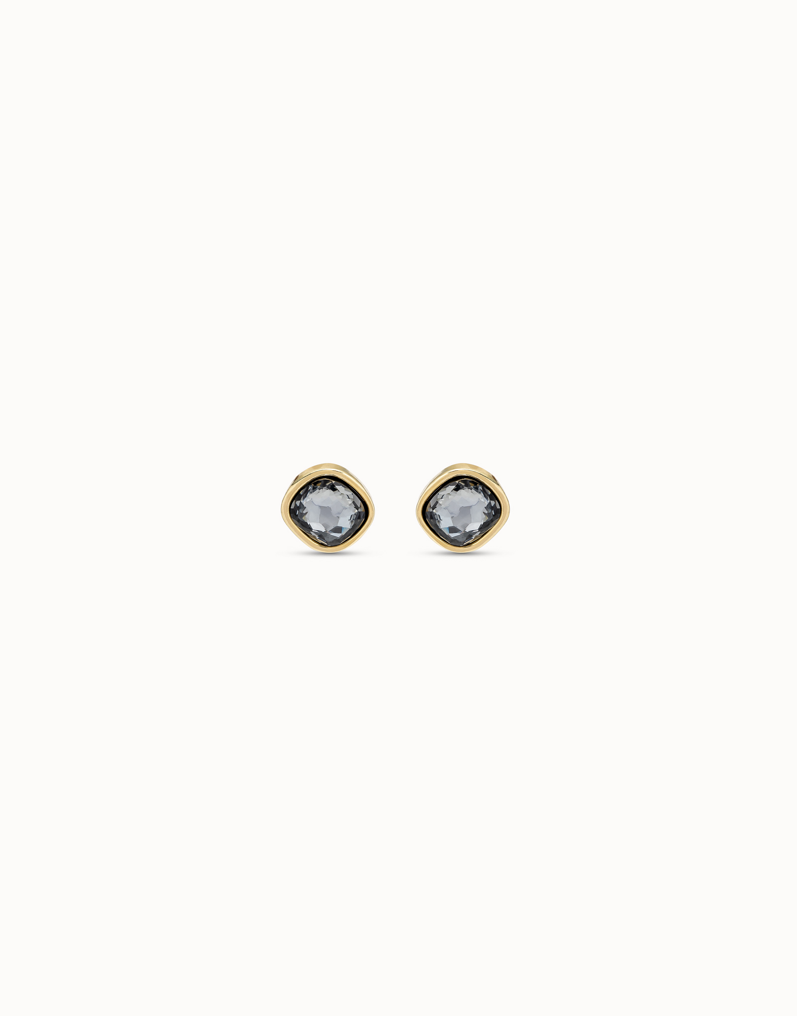 18K gold-plated earrings with case and gray crystal, Golden, large image number null