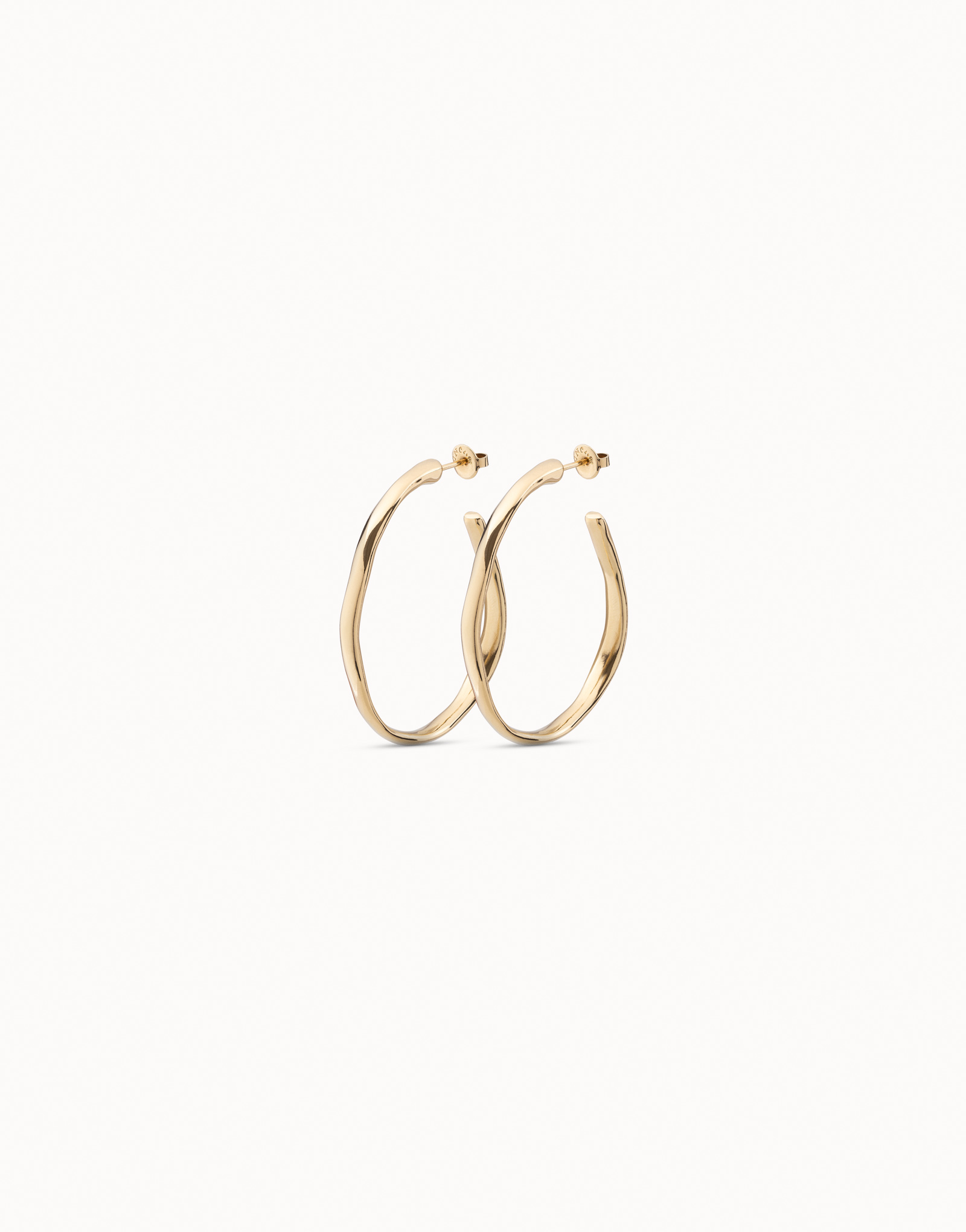 18K gold-plated open hoop earrings, Golden, large image number null