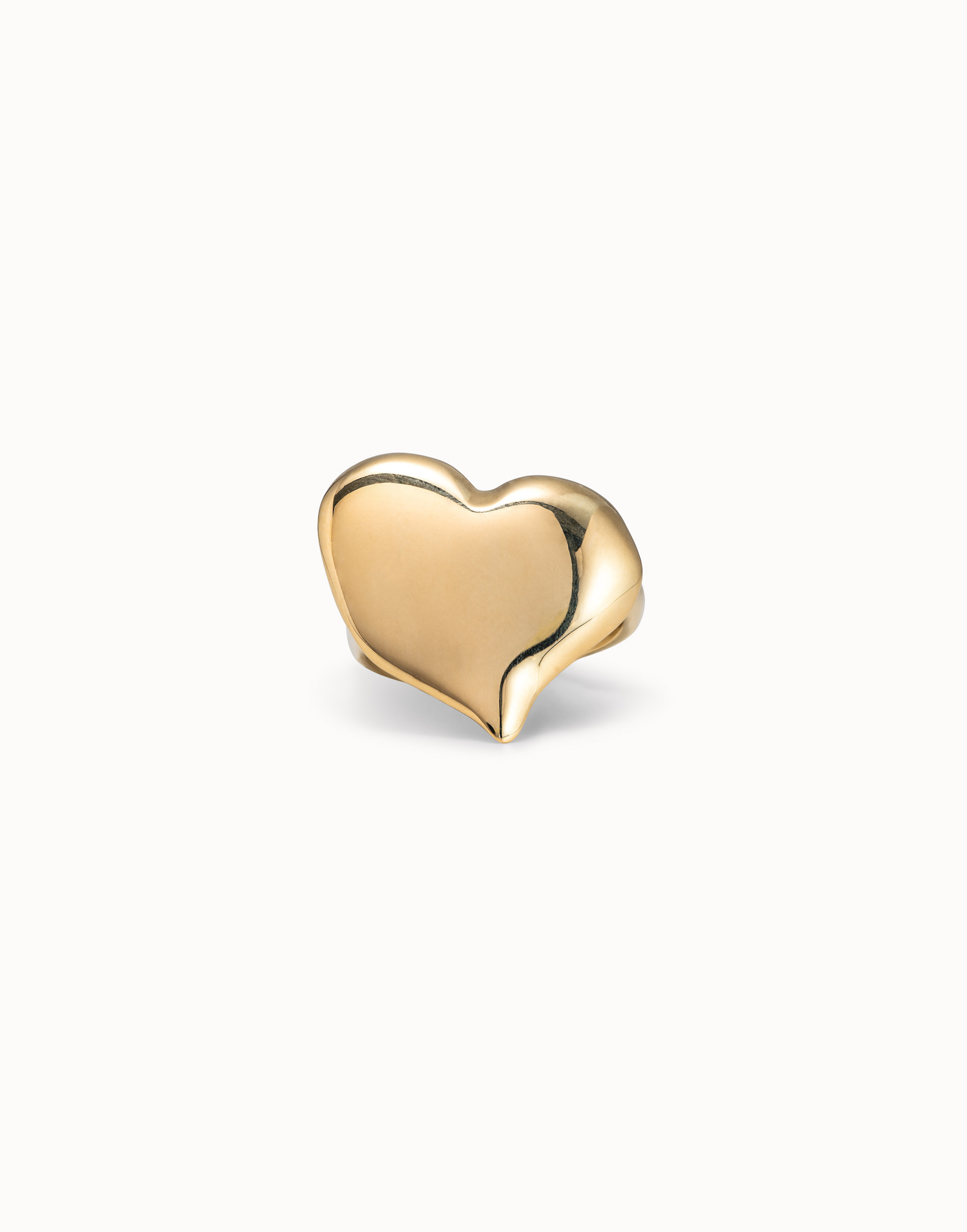 18K gold-plated large heart shaped ring, Golden, large image number null