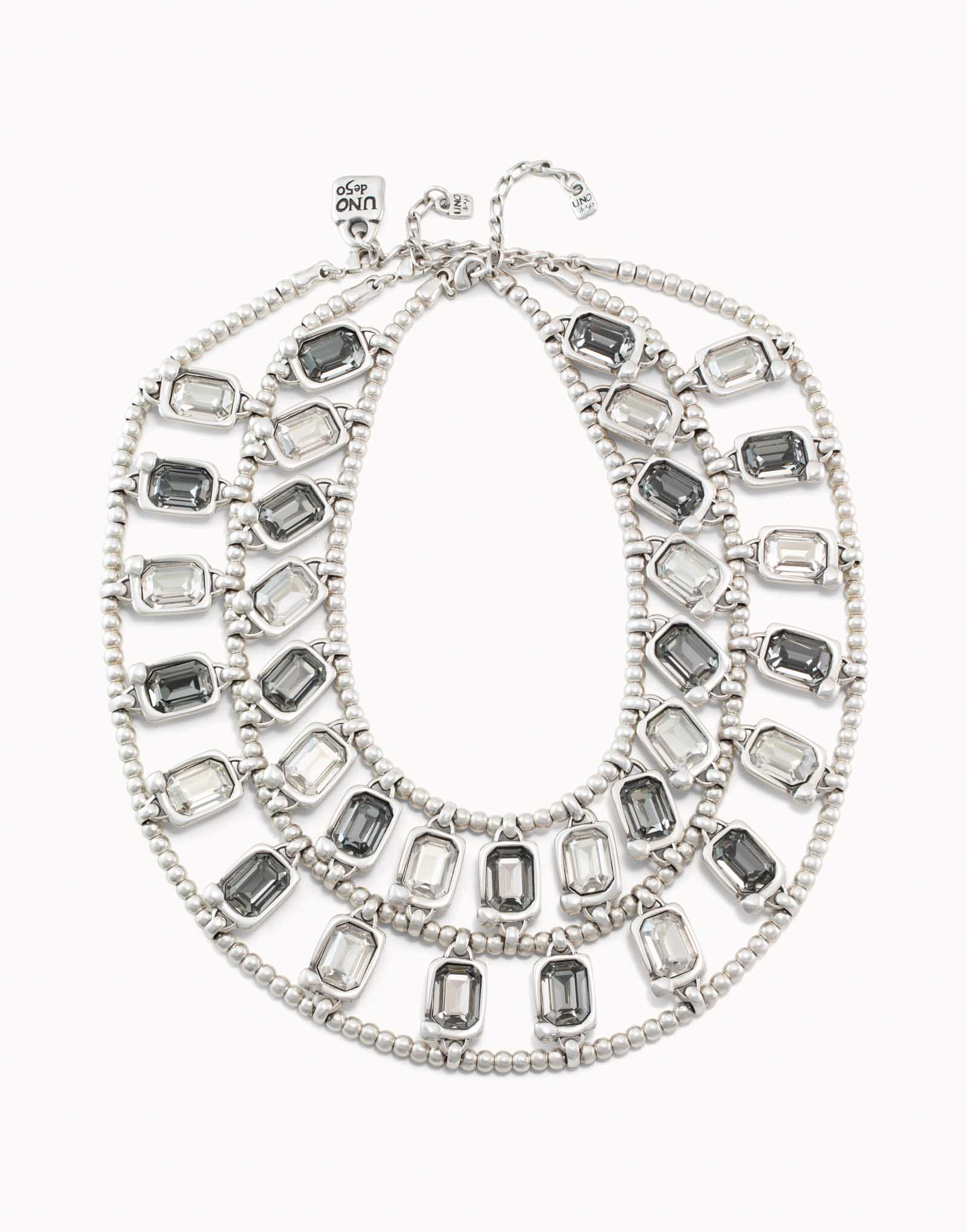 Long sterling silver-plated necklace with crystal, , large image number null