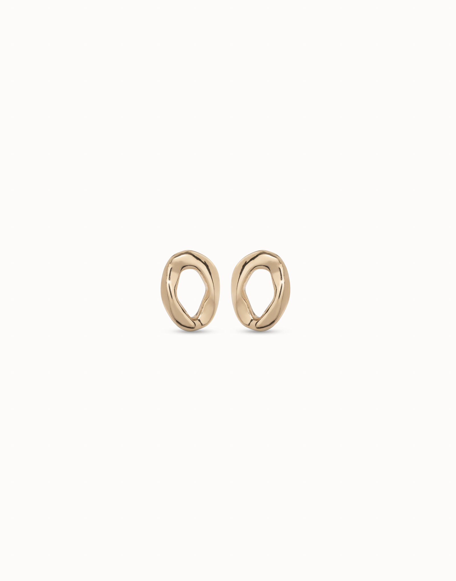18K gold-plated link shaped earrings, Golden, large image number null