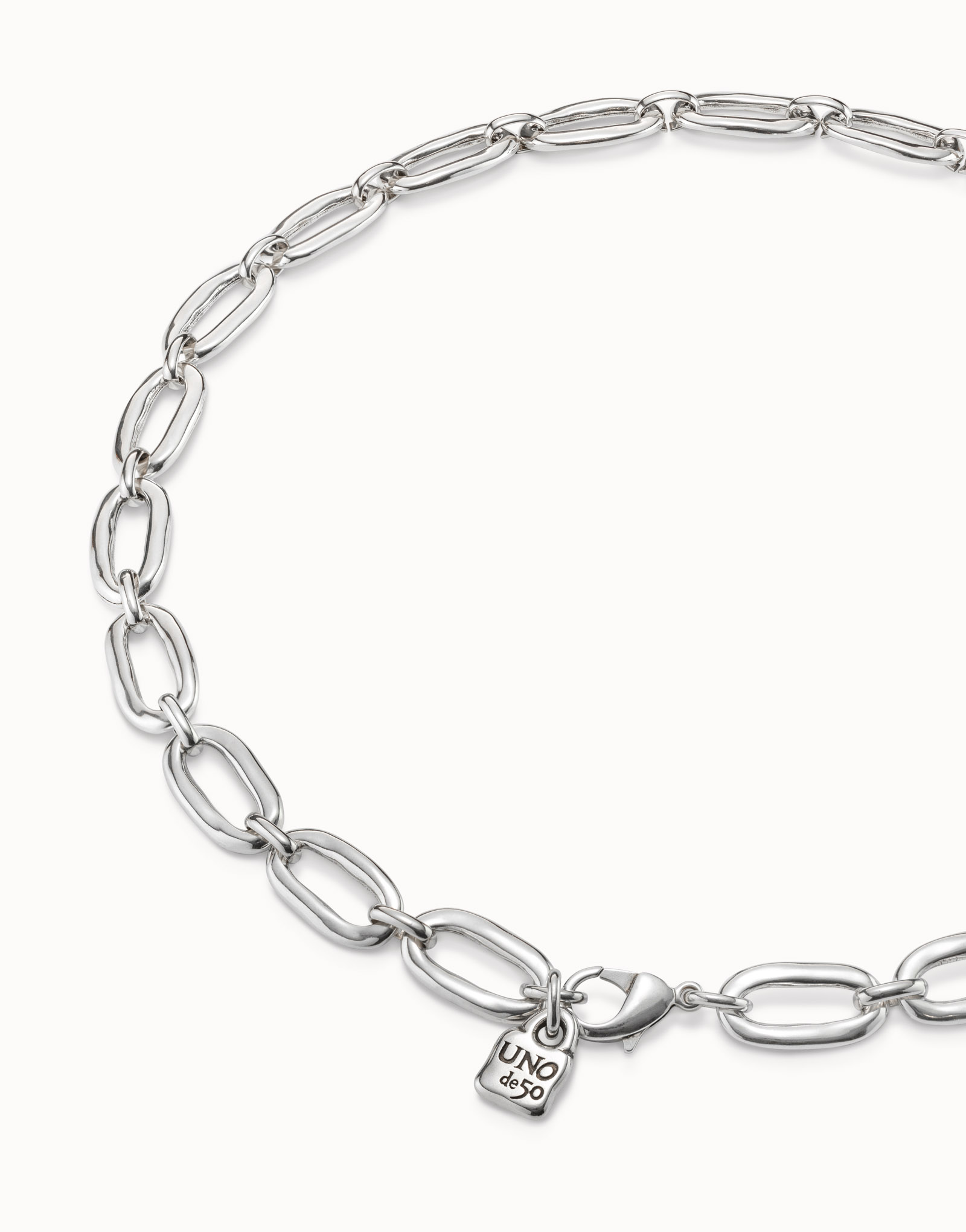 Sterling silver-plated links necklace, Silver, large image number null