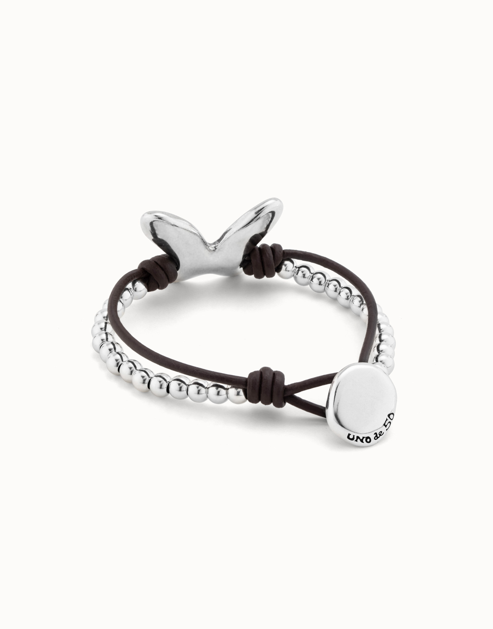 Sterling silver-plated double leather bracelet, Silver, large image number null