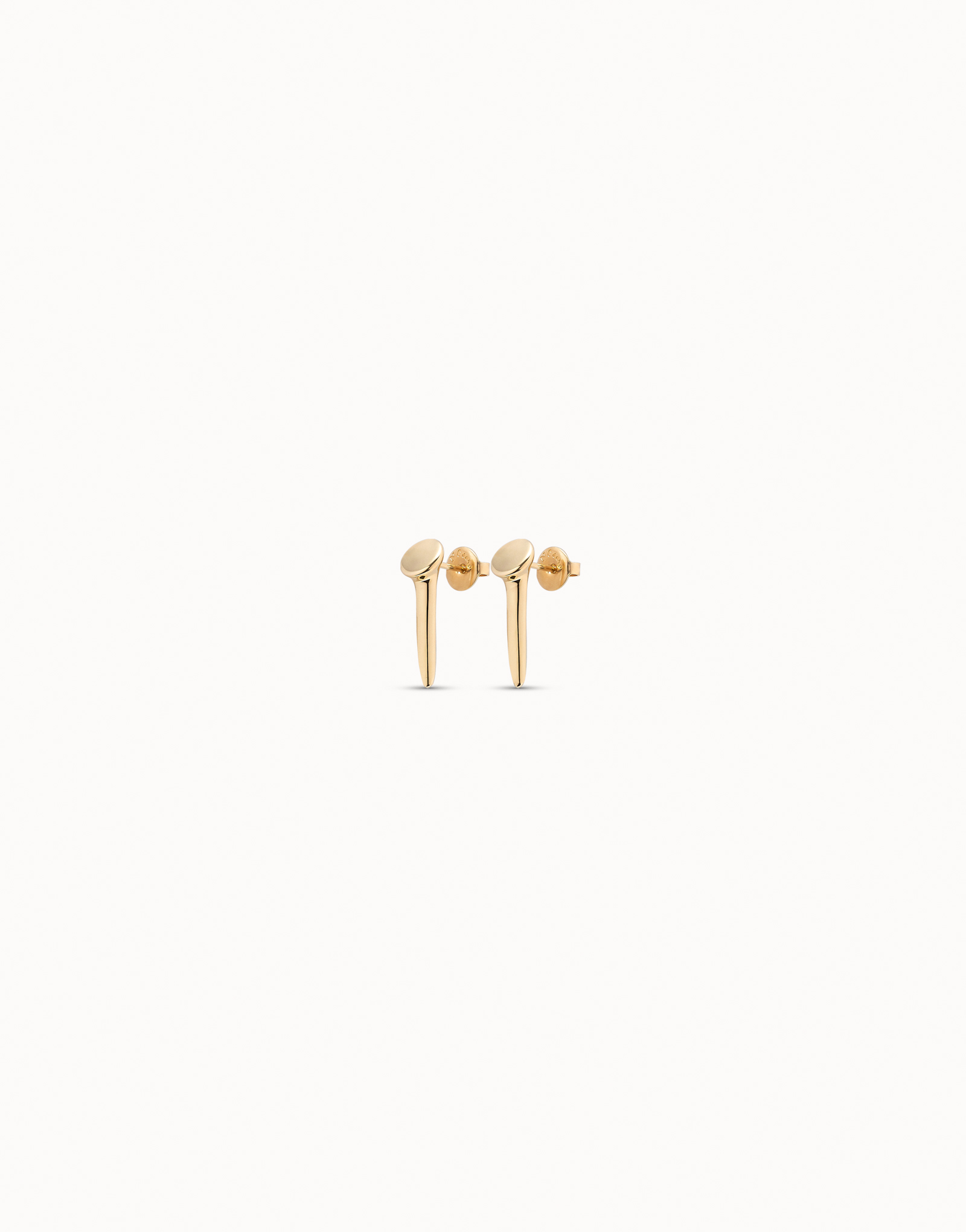 18K gold-plated nail shaped earrings, Golden, large image number null