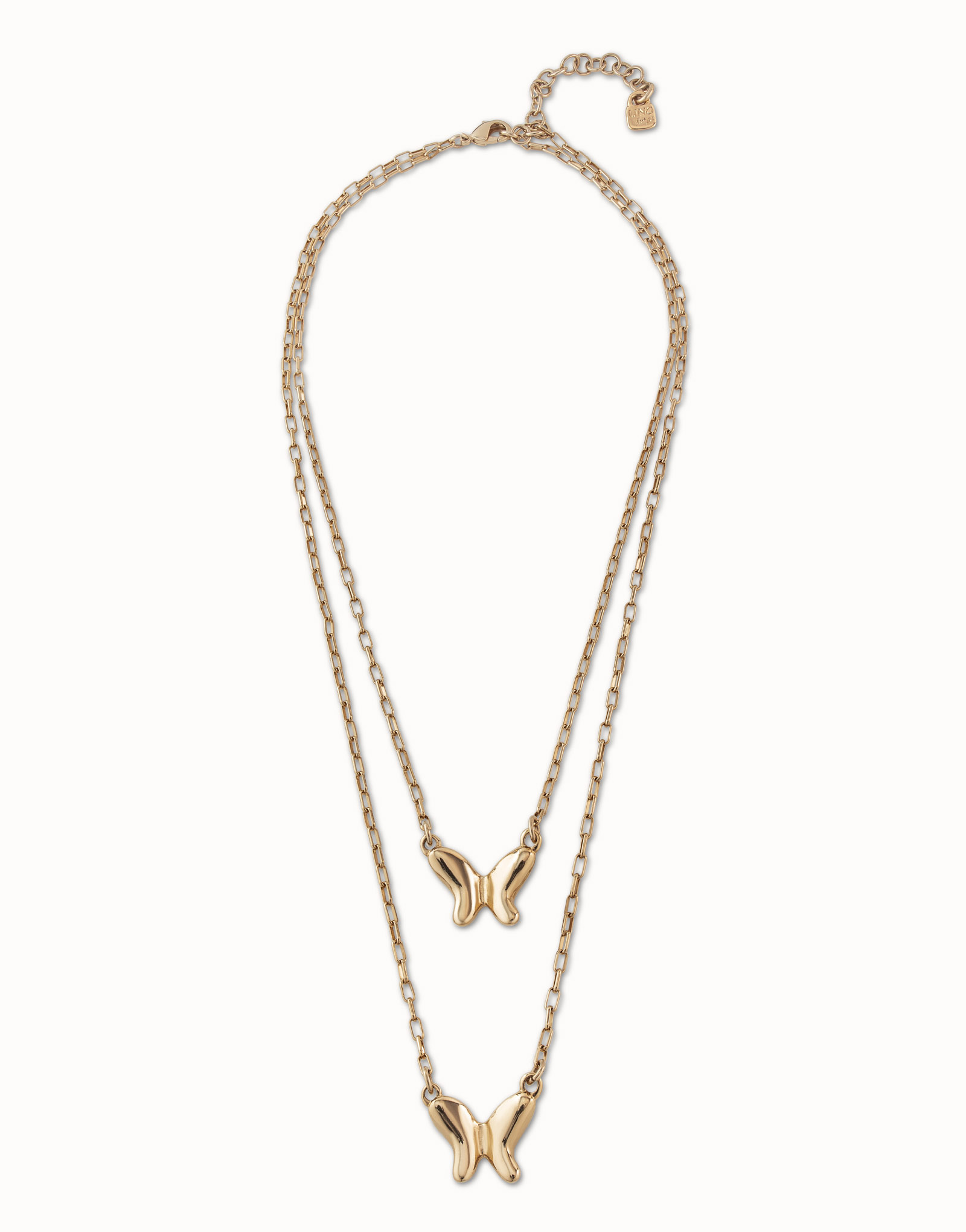 Double 18K gold-plated necklace with links, Golden, large image number null