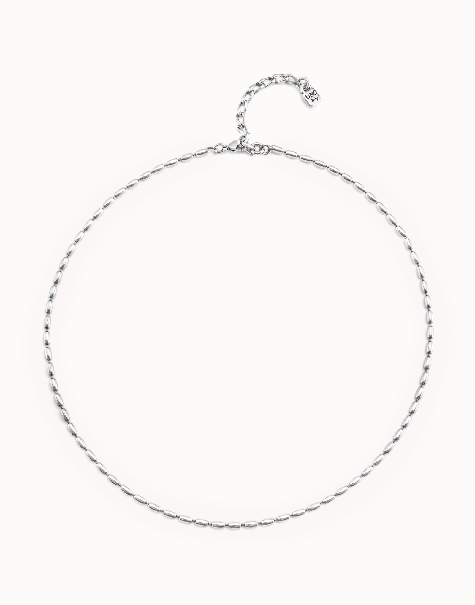 Sterling silver-plated chain with thin oval links and carabiner clasp, Silver, large image number null