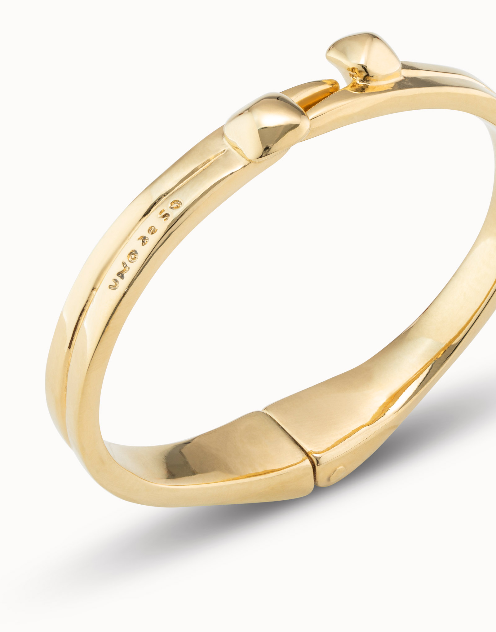 18K gold-plated nail shaped bracelet with hidden spring, Golden, large image number null