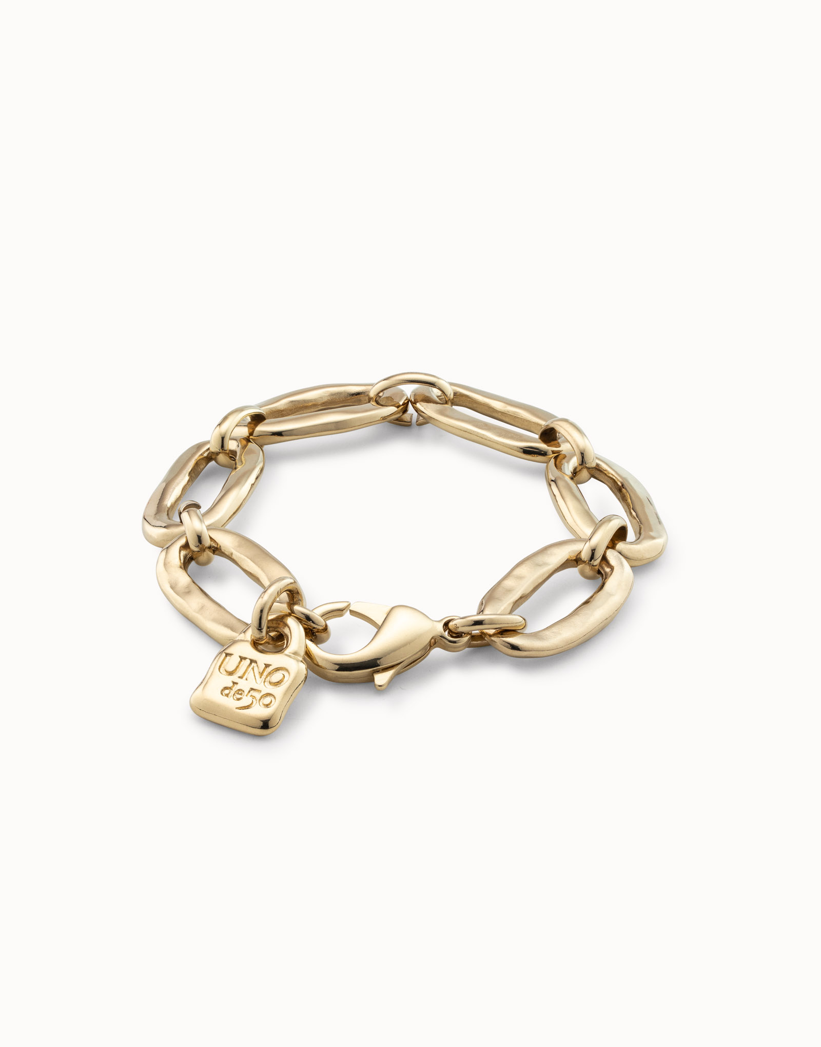 18K gold-plated oval link bracelet, Golden, large image number null