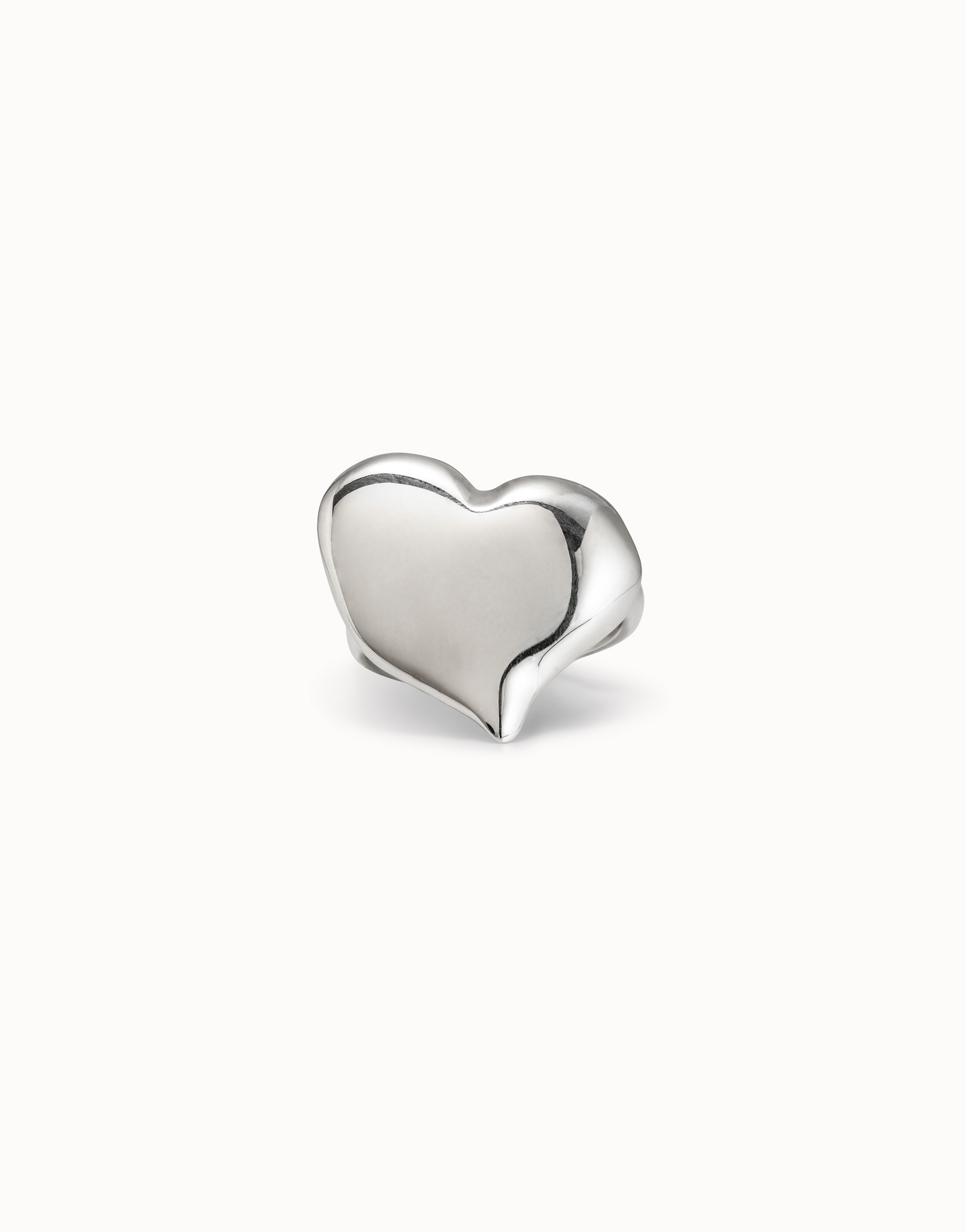 Sterling silver-plated large heart shaped ring, Silver, large image number null