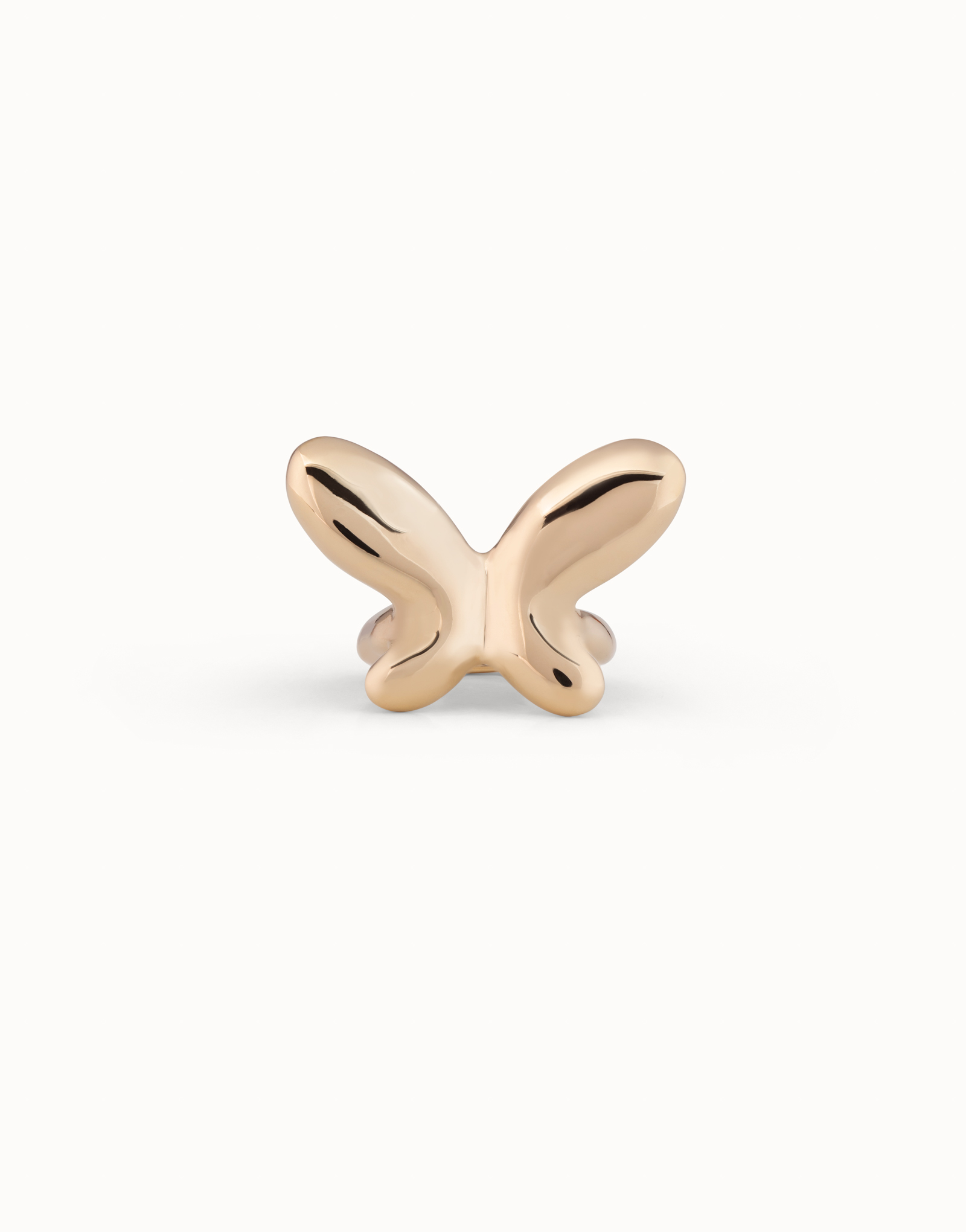 18K gold-plated ring with large sized butterfly shape, Golden, large image number null