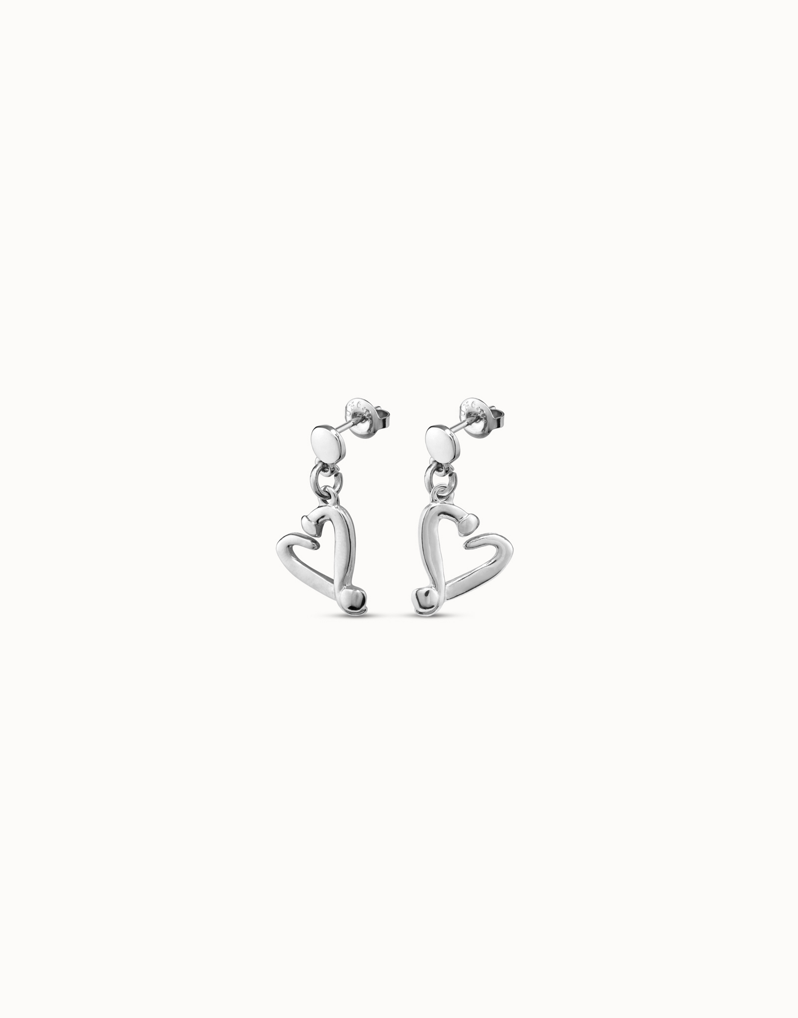 Sterling silver-plated nailed heart shaped earrings, Silver, large image number null