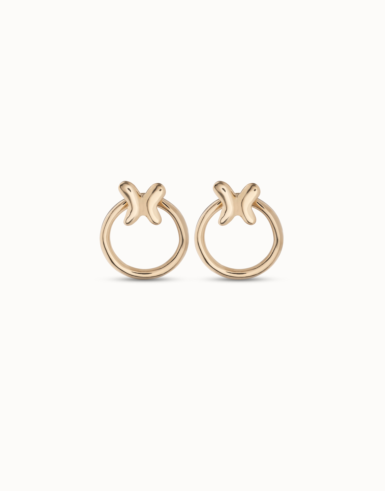 18K gold-plated earrings with butterfly detachable from the earring hoop, Golden, large image number null