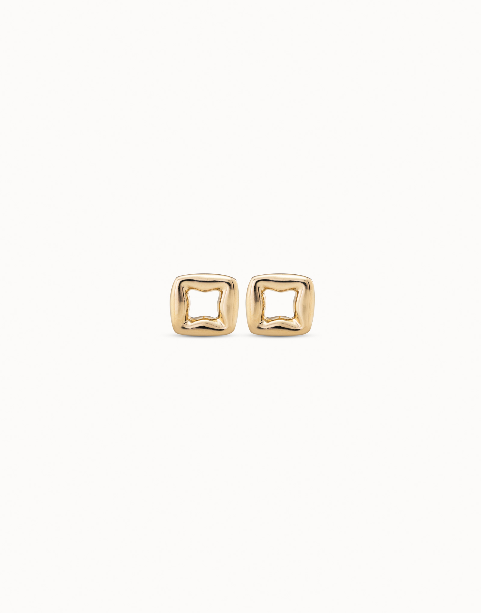 18K gold-plated small link shaped earrings, Golden, large image number null