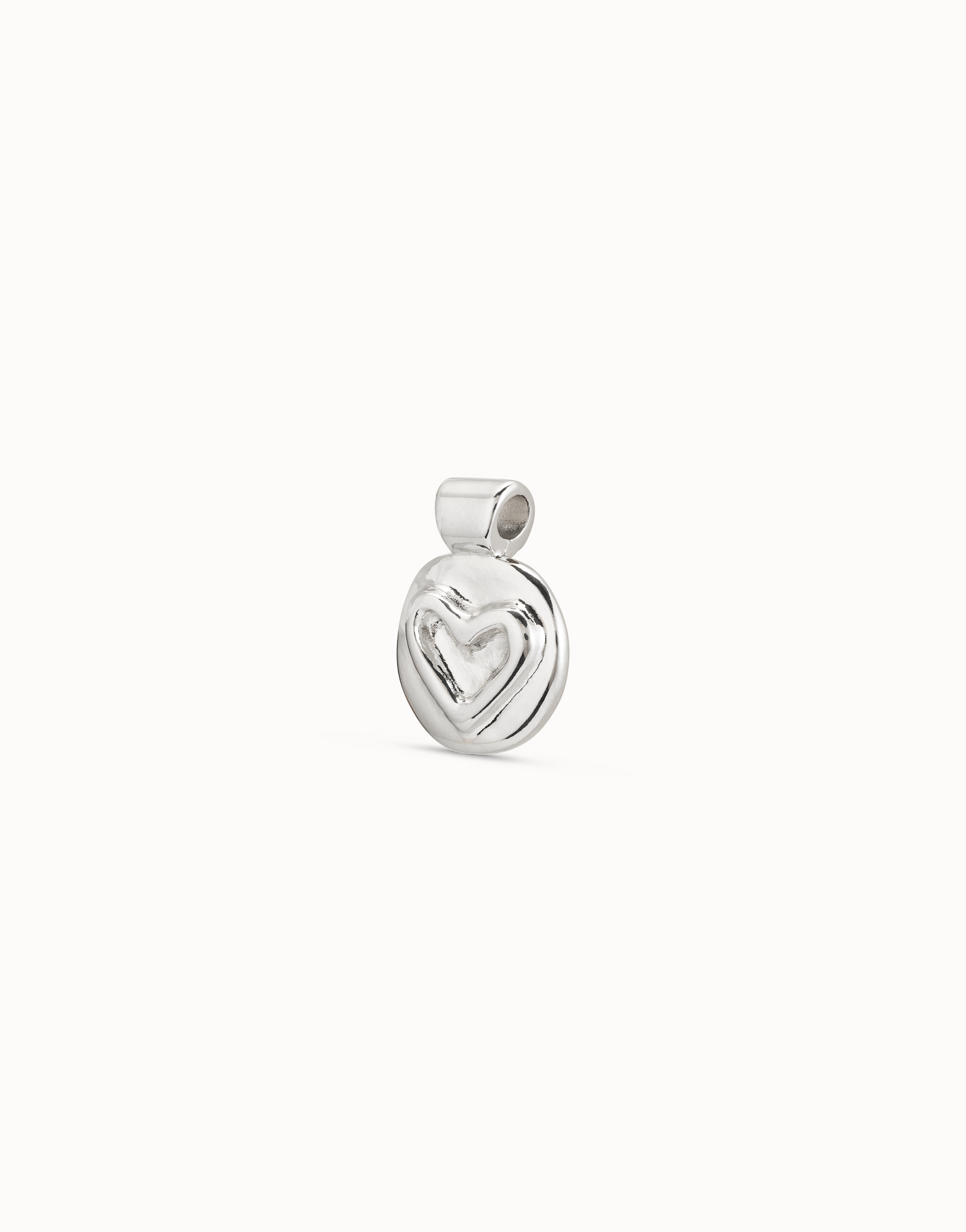 Sterling silver-plated heart charm, Silver, large image number null