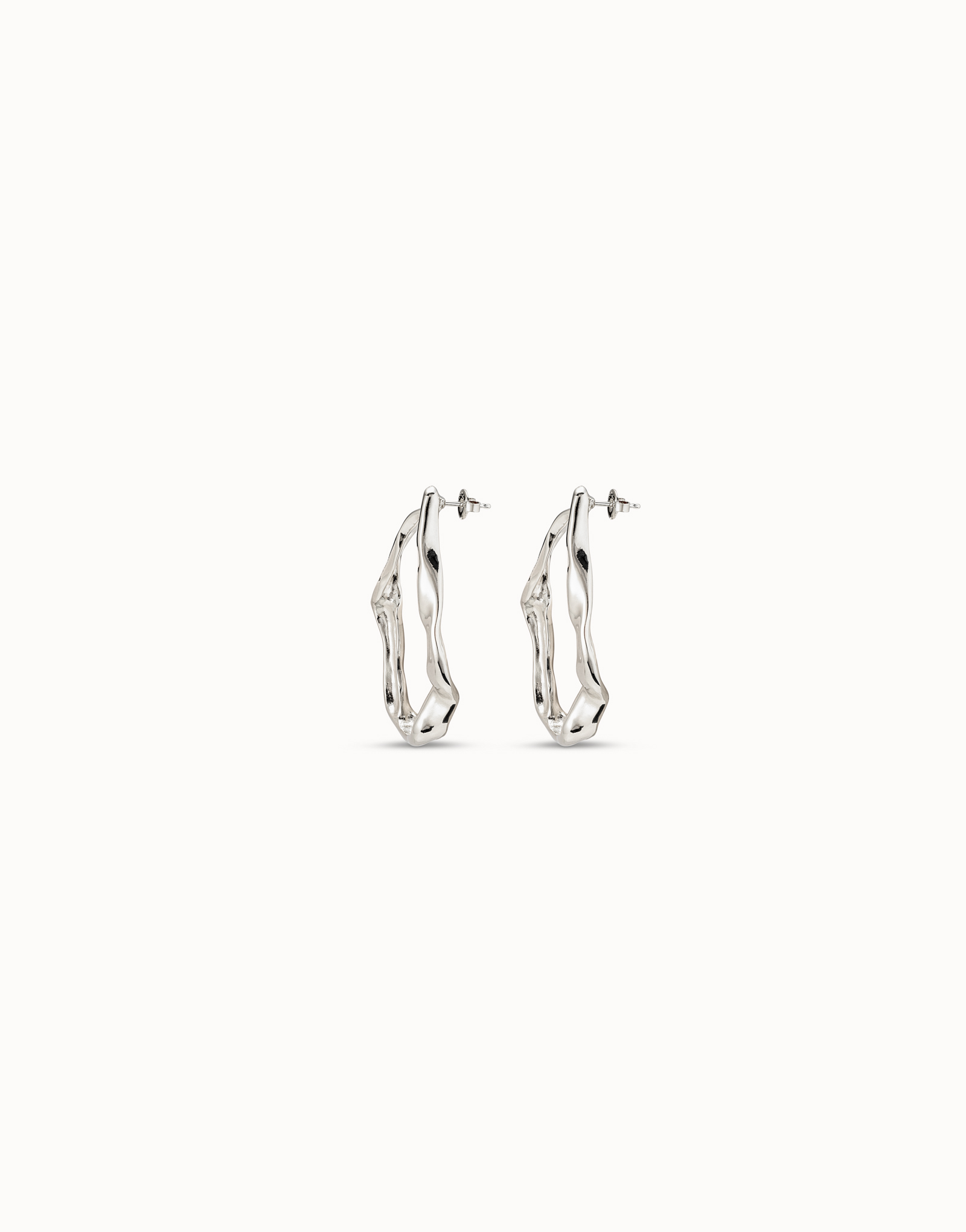 Sterling silver-plated maxi link earrings, Silver, large image number null