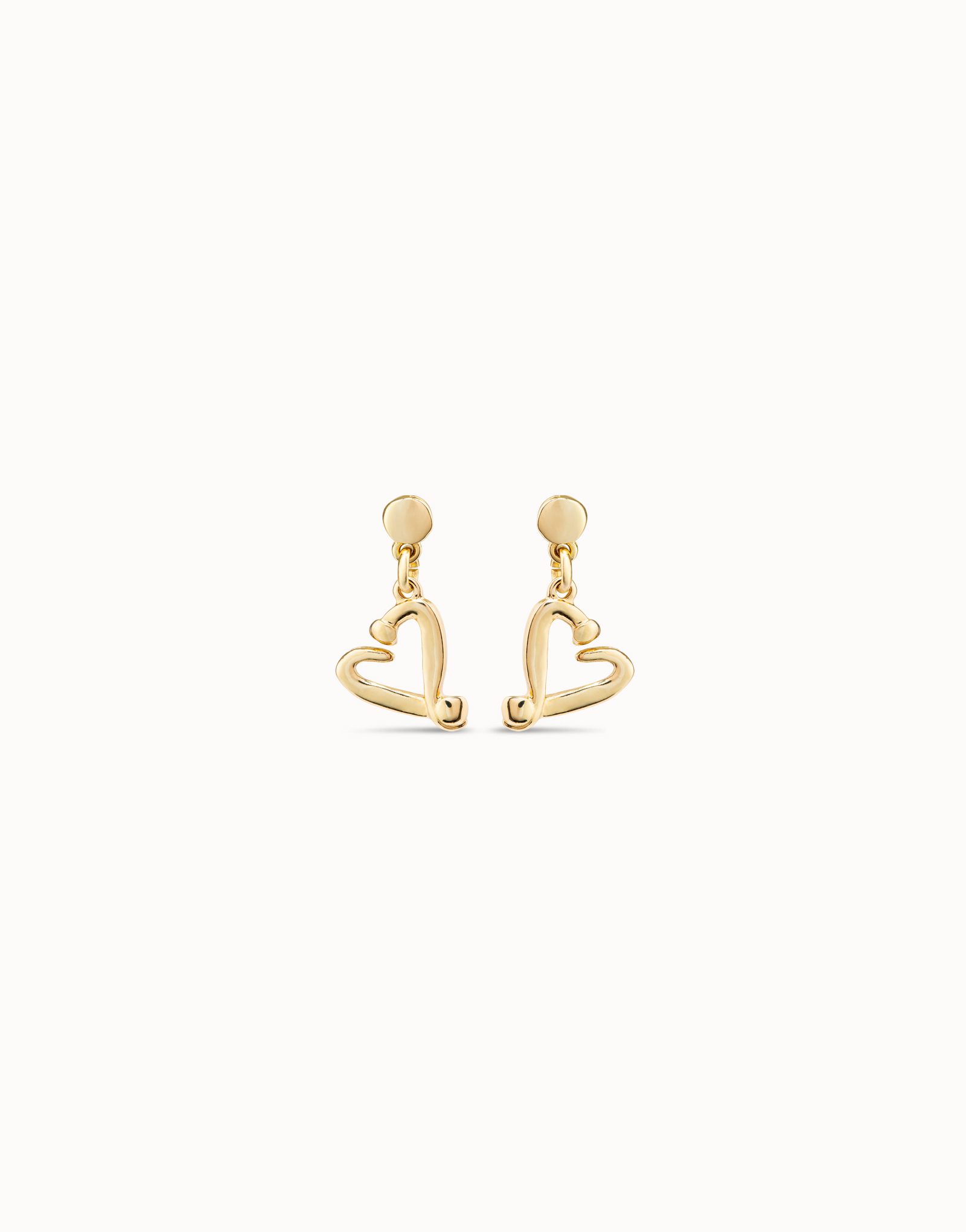 18K gold-plated nailed heart shaped earrings, Golden, large image number null
