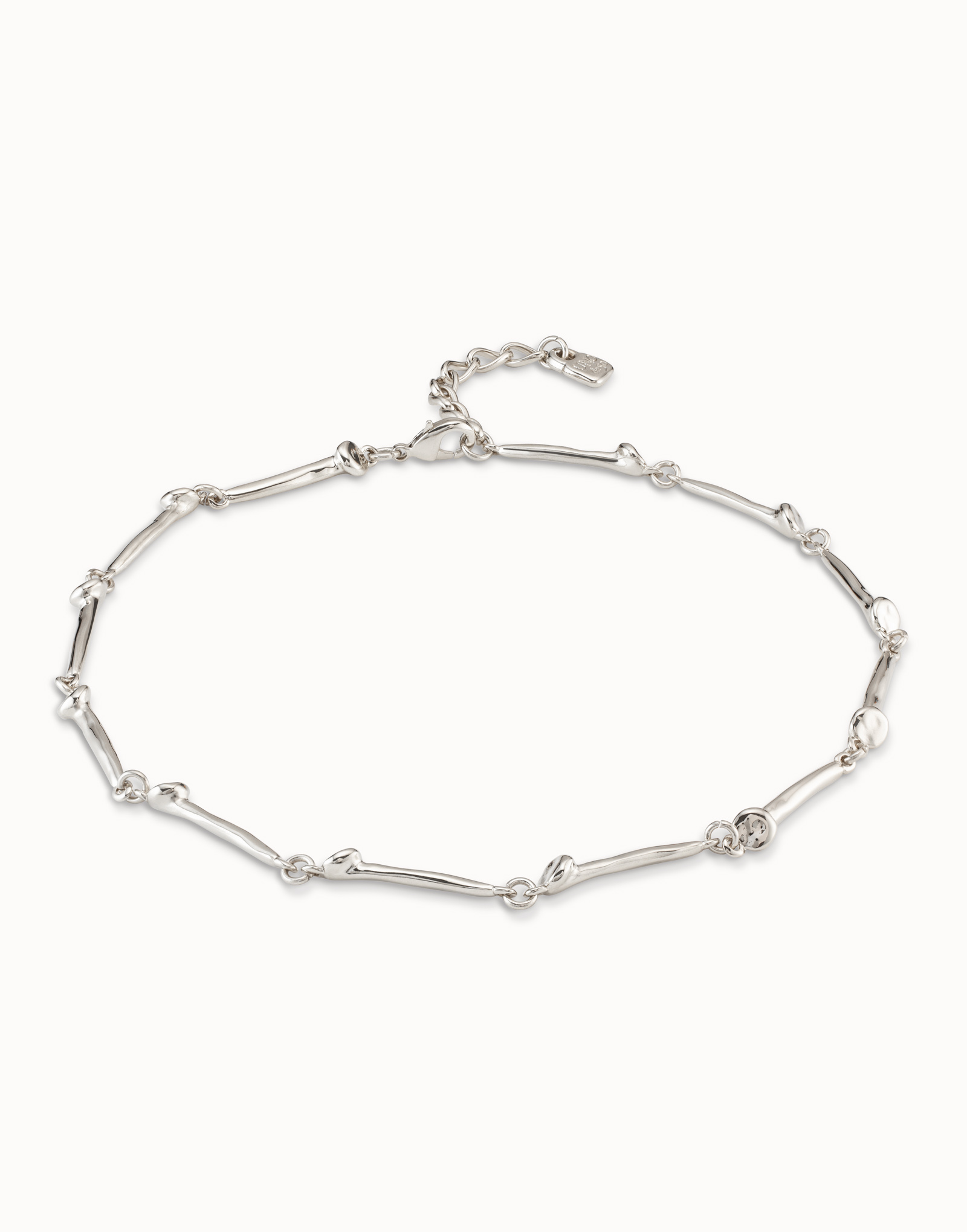 Sterling silver-plated necklace with nail-shaped pieces., Silver, large image number null