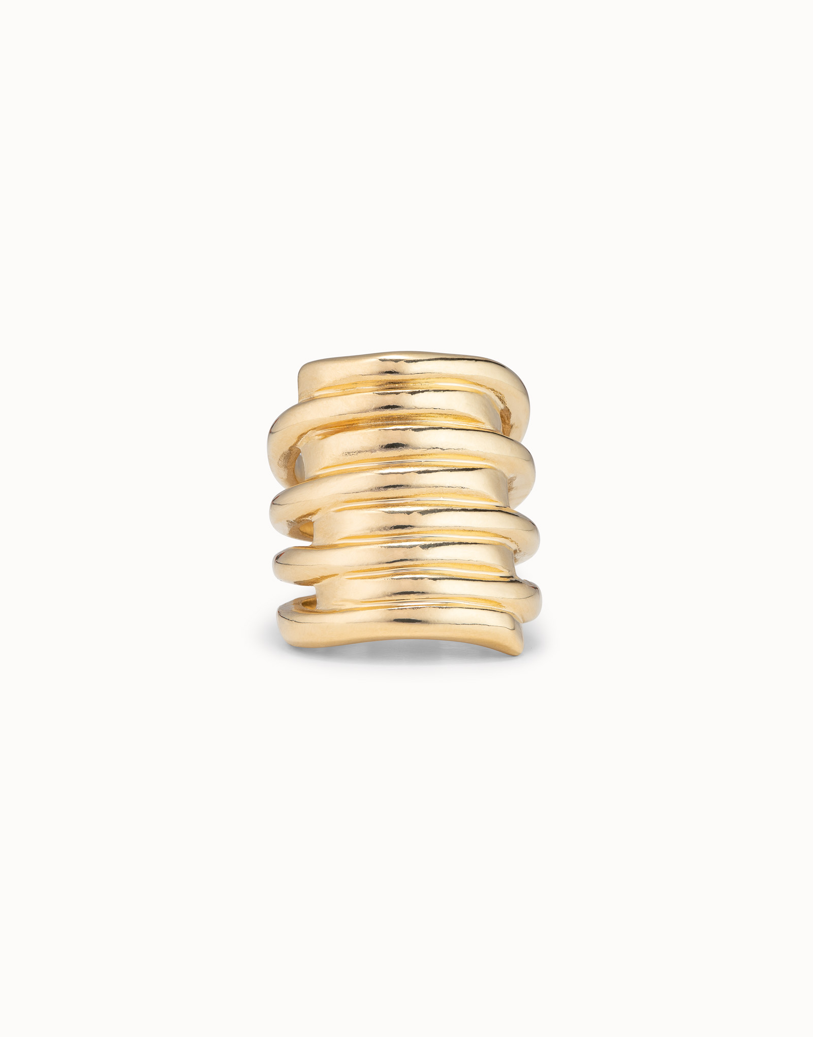 18K gold-plated stacking effect ring, Golden, large image number null