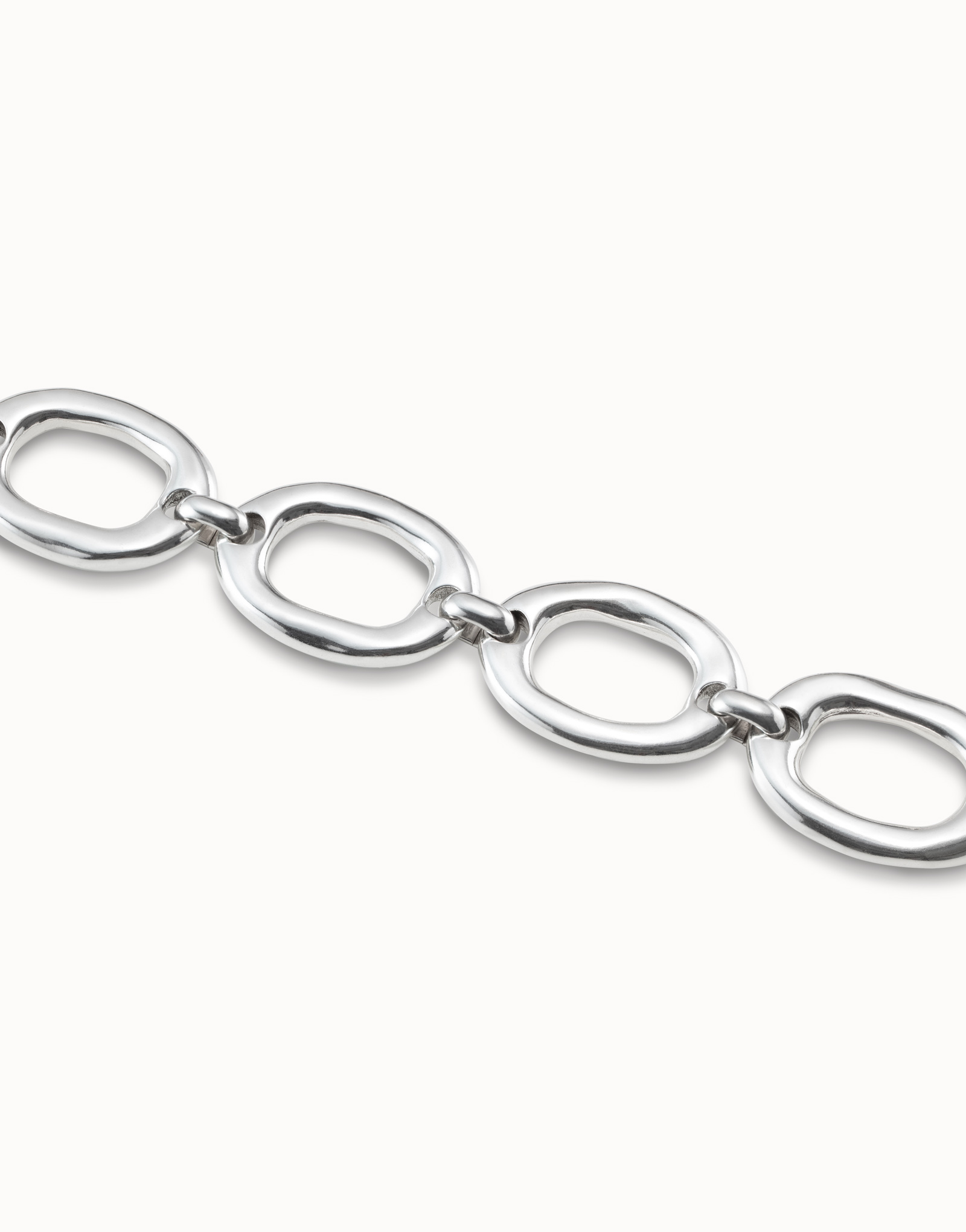 Sterling silver-plated bracelet with large links, Silver, large image number null