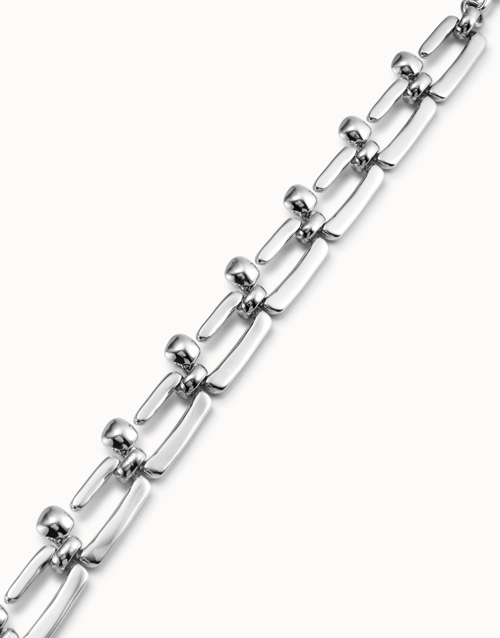 Sterling silver-plated bracelet with rectangular nail shaped links, Silver, large image number null