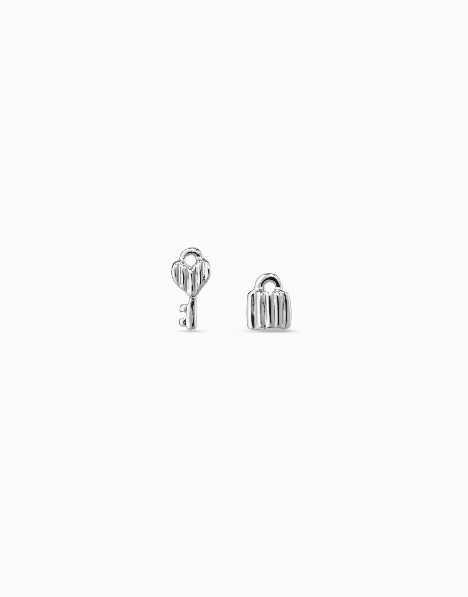 Sterling silver-plated key and padlock shaped earrings, Silver, large image number null