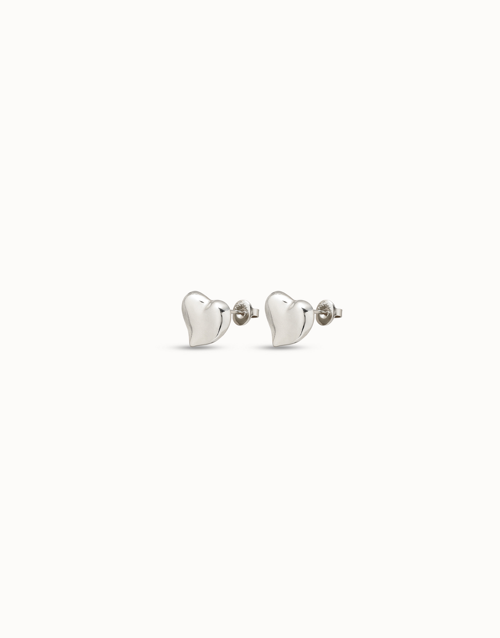 Boucles d’oreilles plaquées argent en forme de cœur moyen, Argent, large image number null