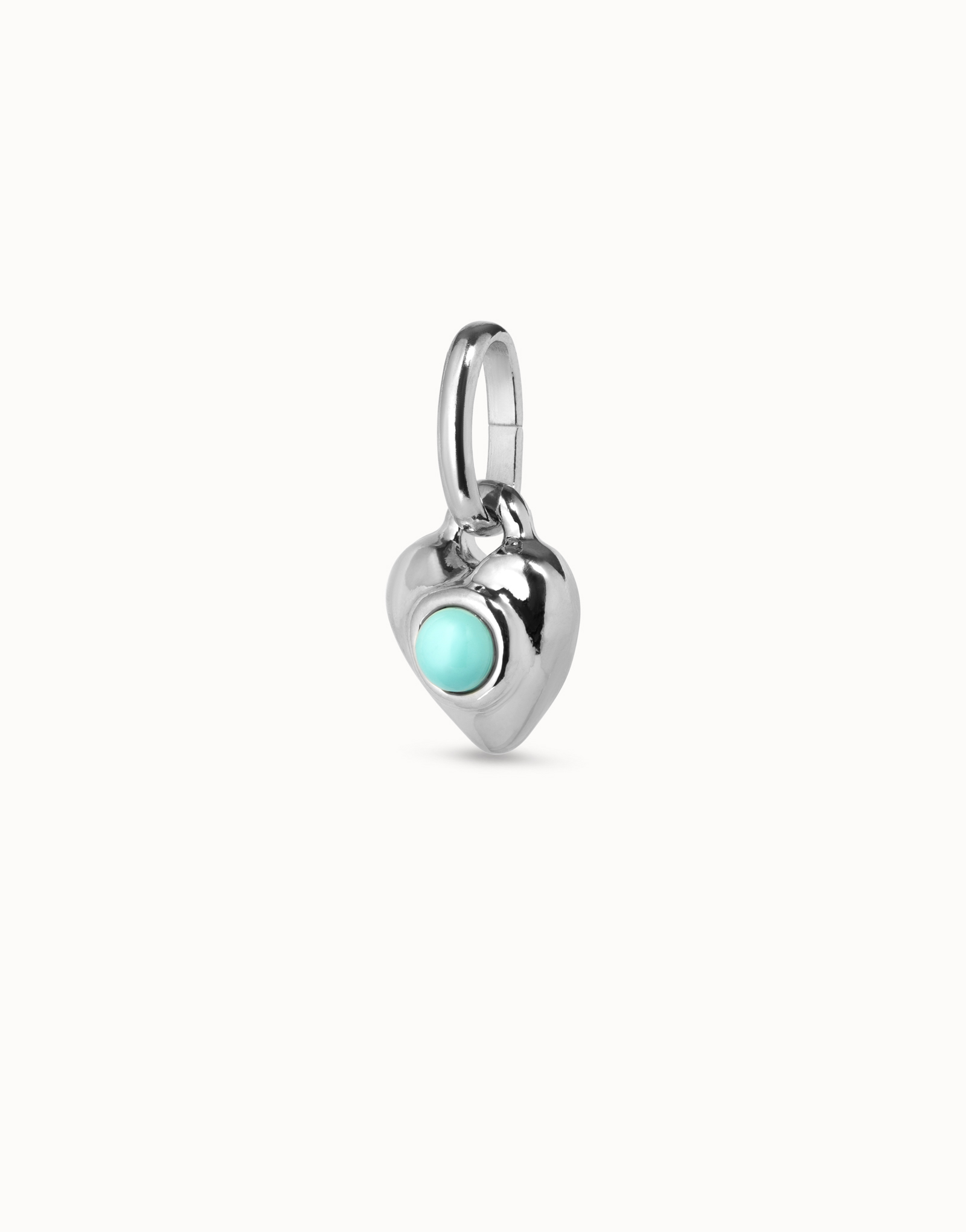 Sterling silver-plated heart shaped charm with murano glass, Silver, large image number null