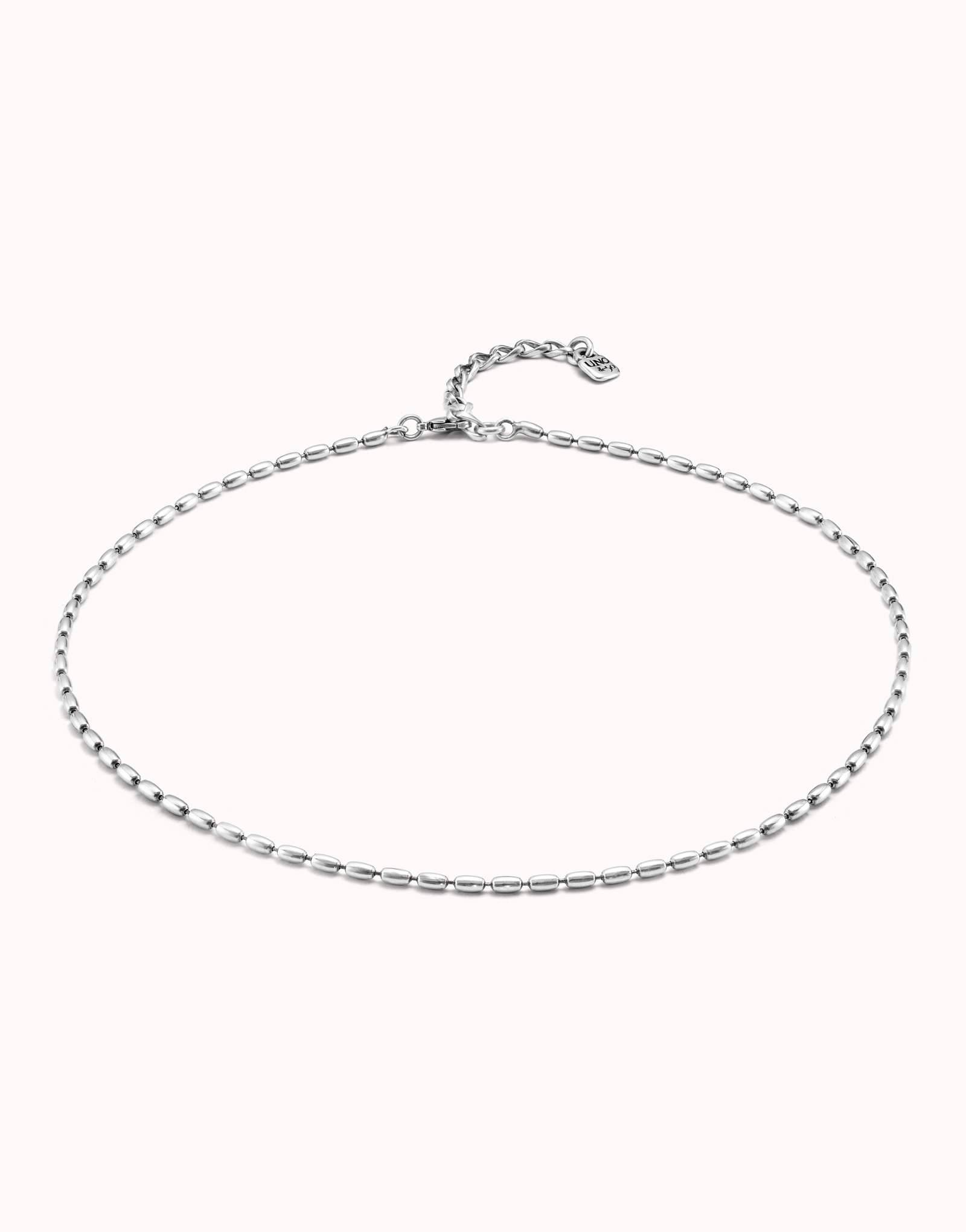 Sterling silver-plated chain with thin oval links and carabiner clasp, Silver, large image number null