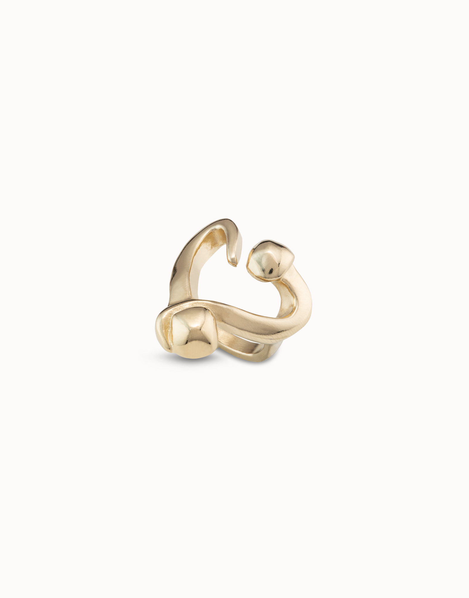 18K gold-plated open ring with a nailed heart design, Golden, large image number null