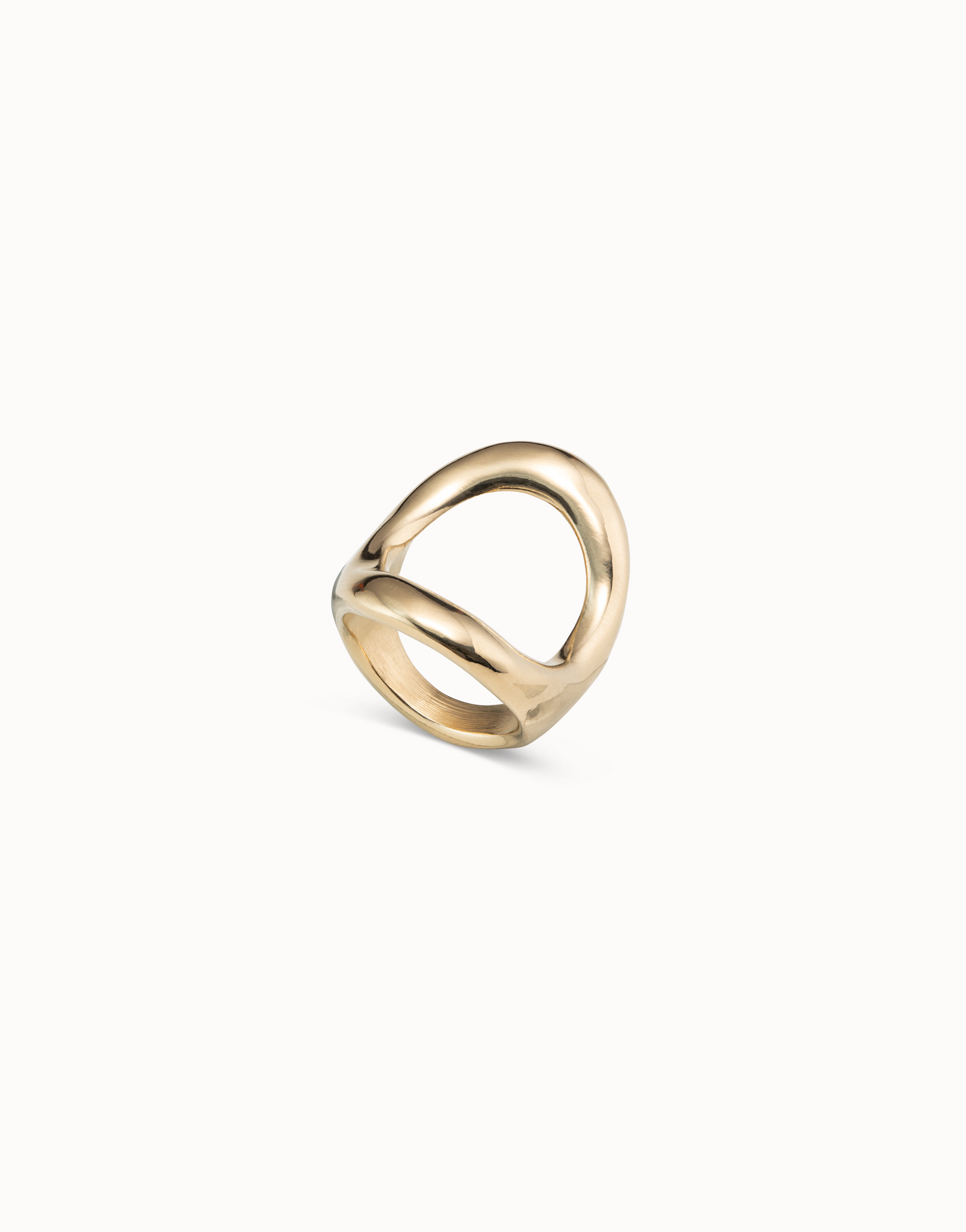 18K gold-plated ring with large central oval, Golden, large image number null