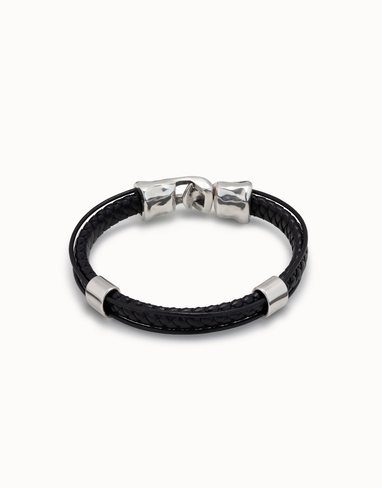 Sterling silver-plated leather bracelet, , large image number null