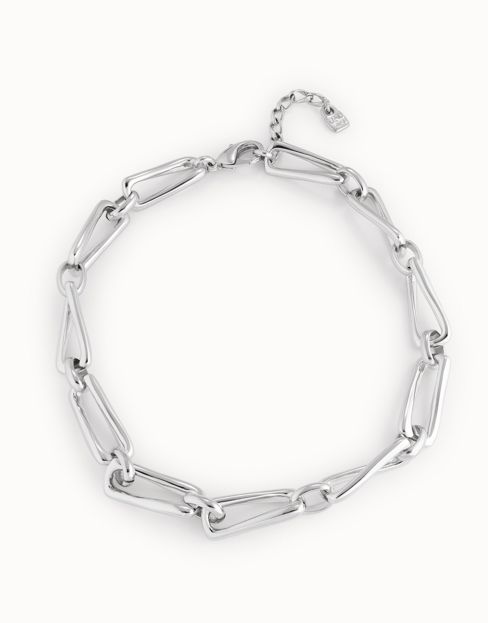 Sterling silver-plated necklace with square links, Silver, large image number null