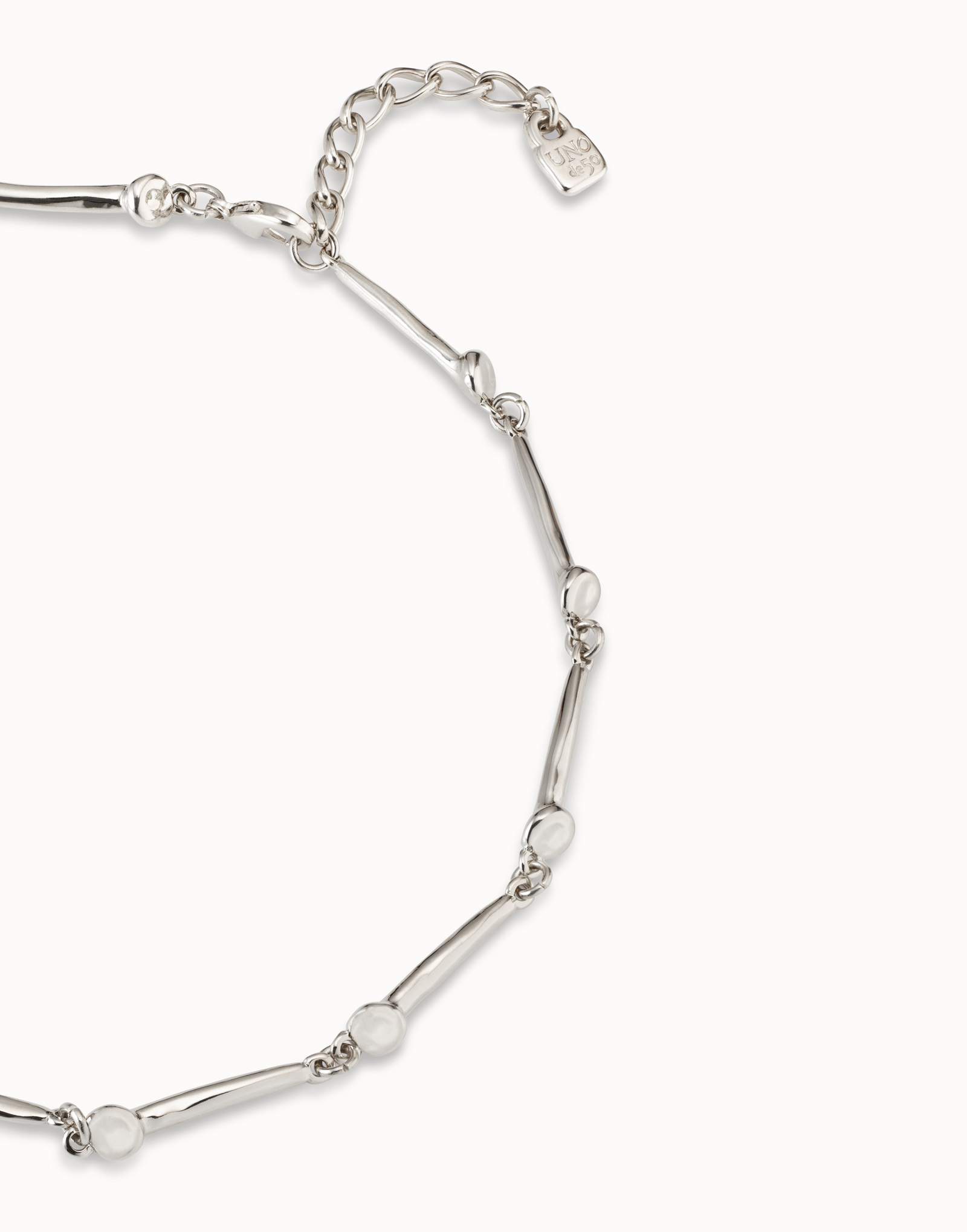 Sterling silver-plated necklace with nail-shaped pieces., Silver, large image number null