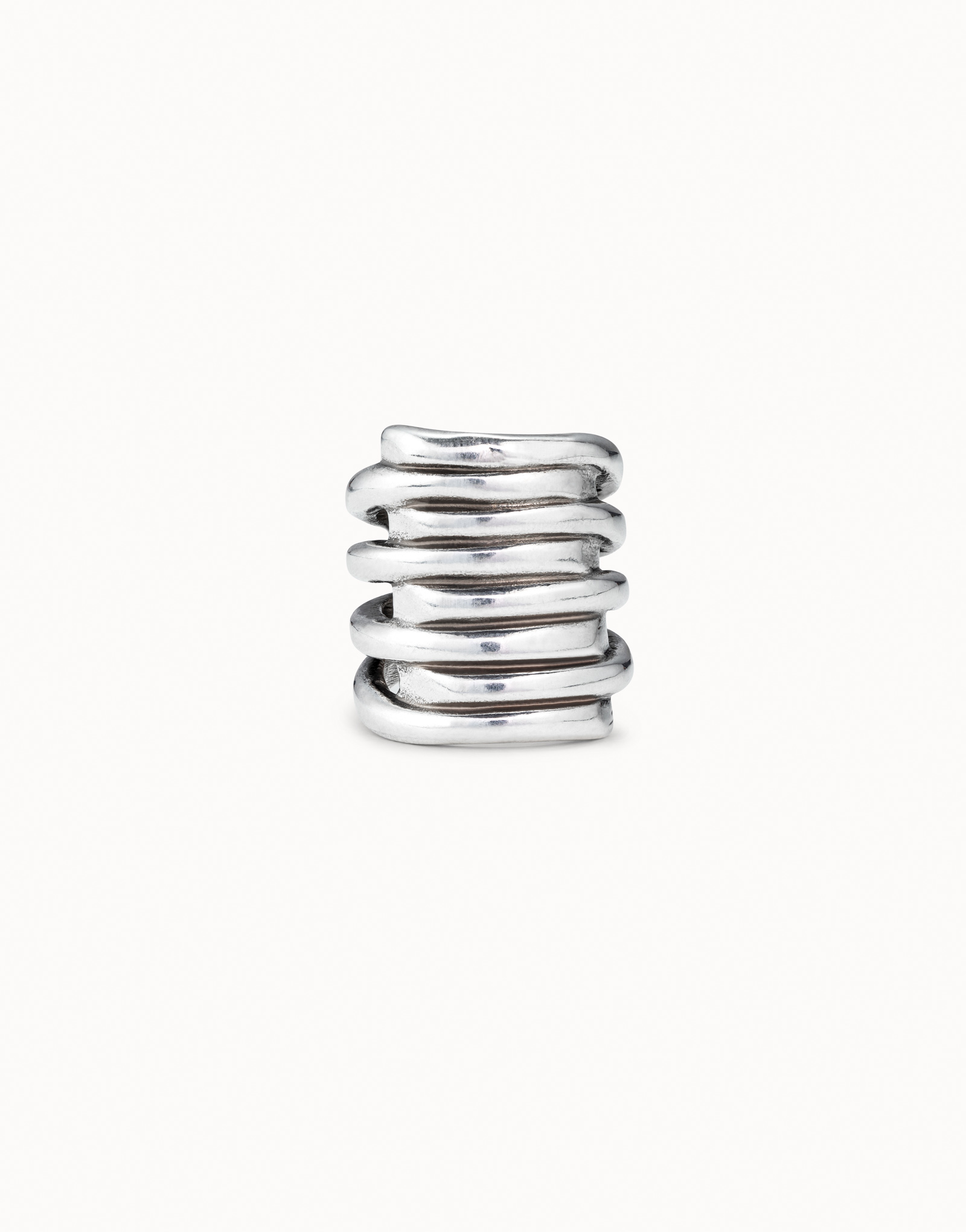 Sterling silver-plated stacking effect ring, Silver, large image number null