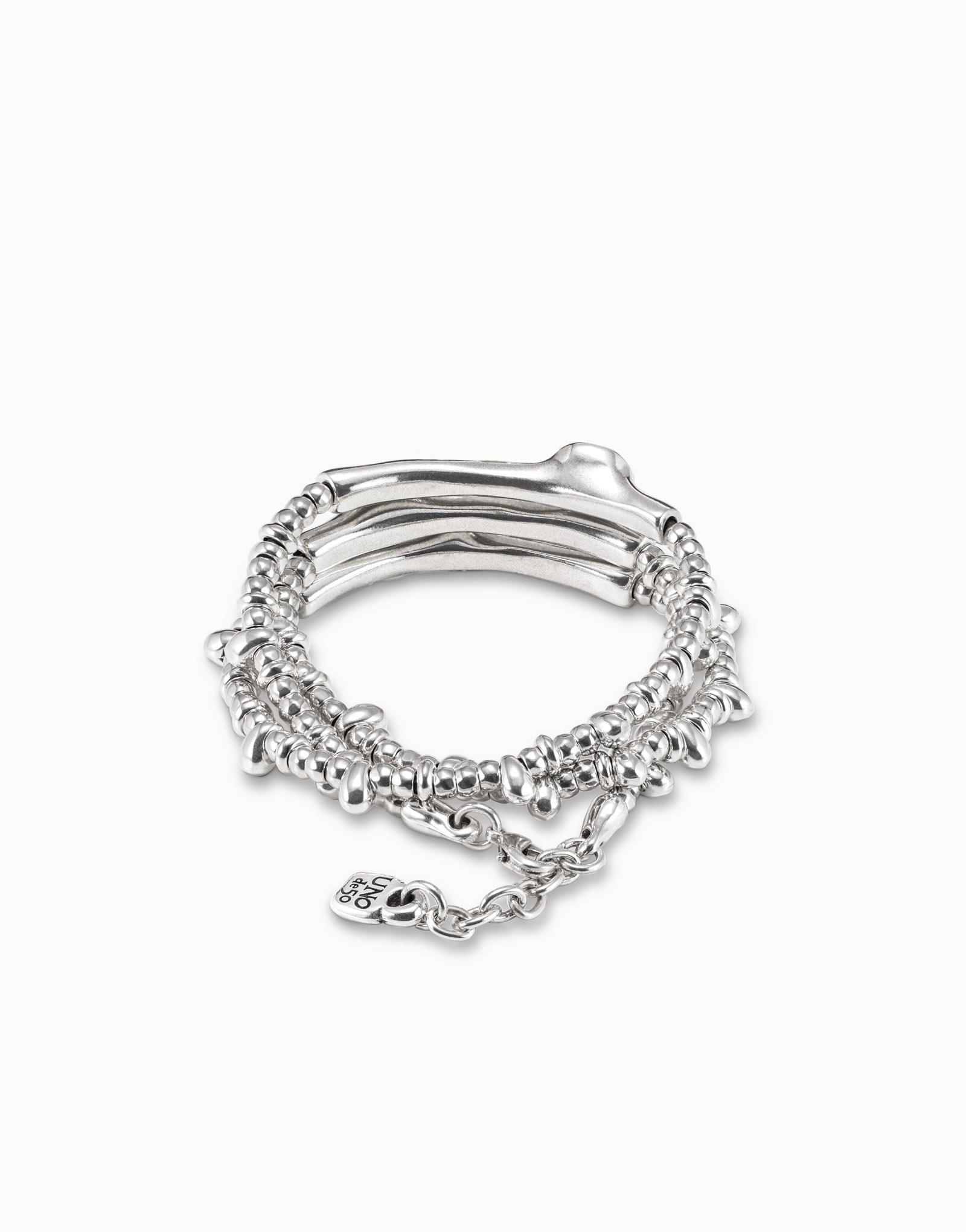 Triple sterling silver-plated bracelet with crystal, , large image number null