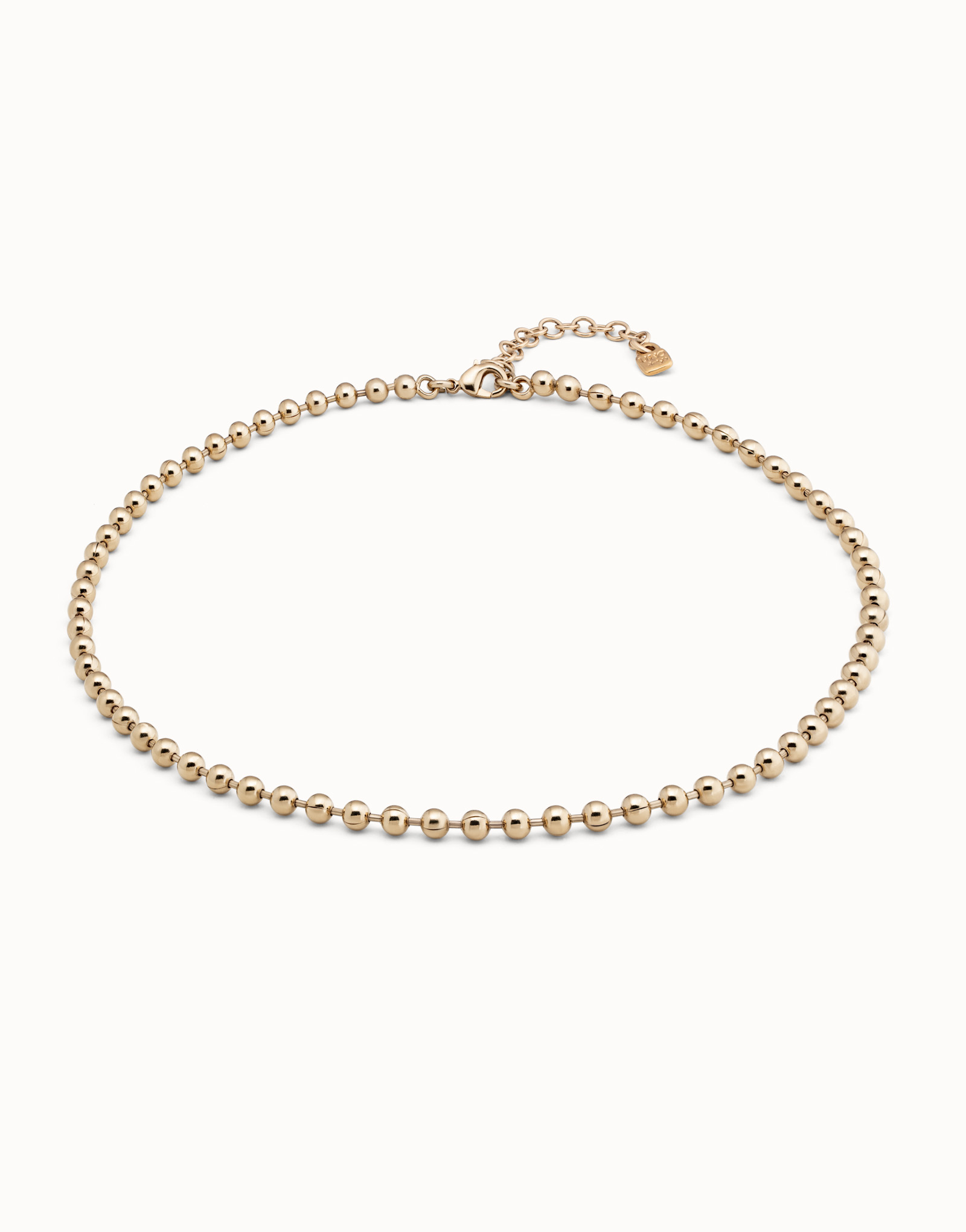 Sterling silver-plated chain with beads, carabiner clasp and extension chain, Golden, large image number null