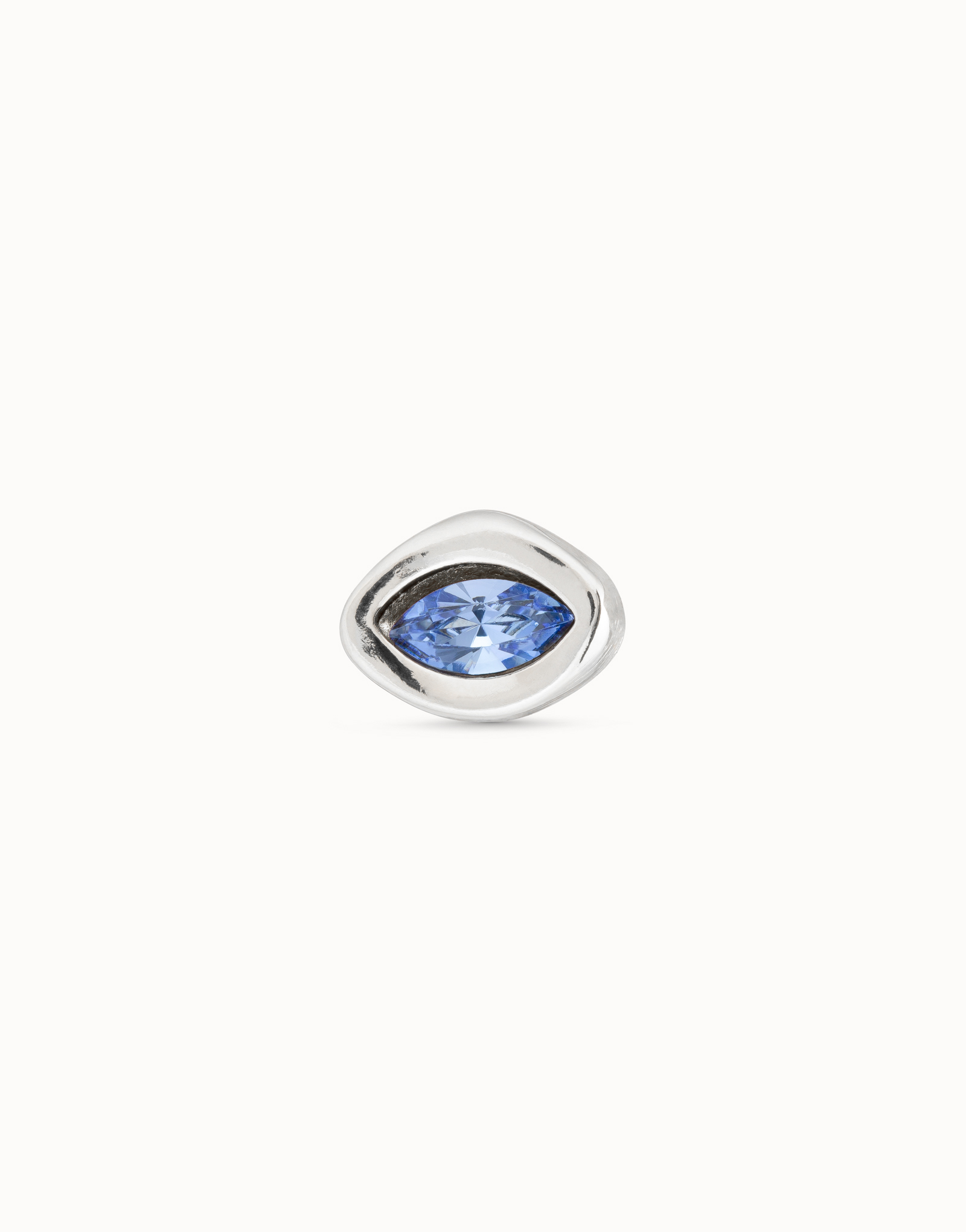 Sterling silver-plated piercing with blue crystal, Silver, large image number null