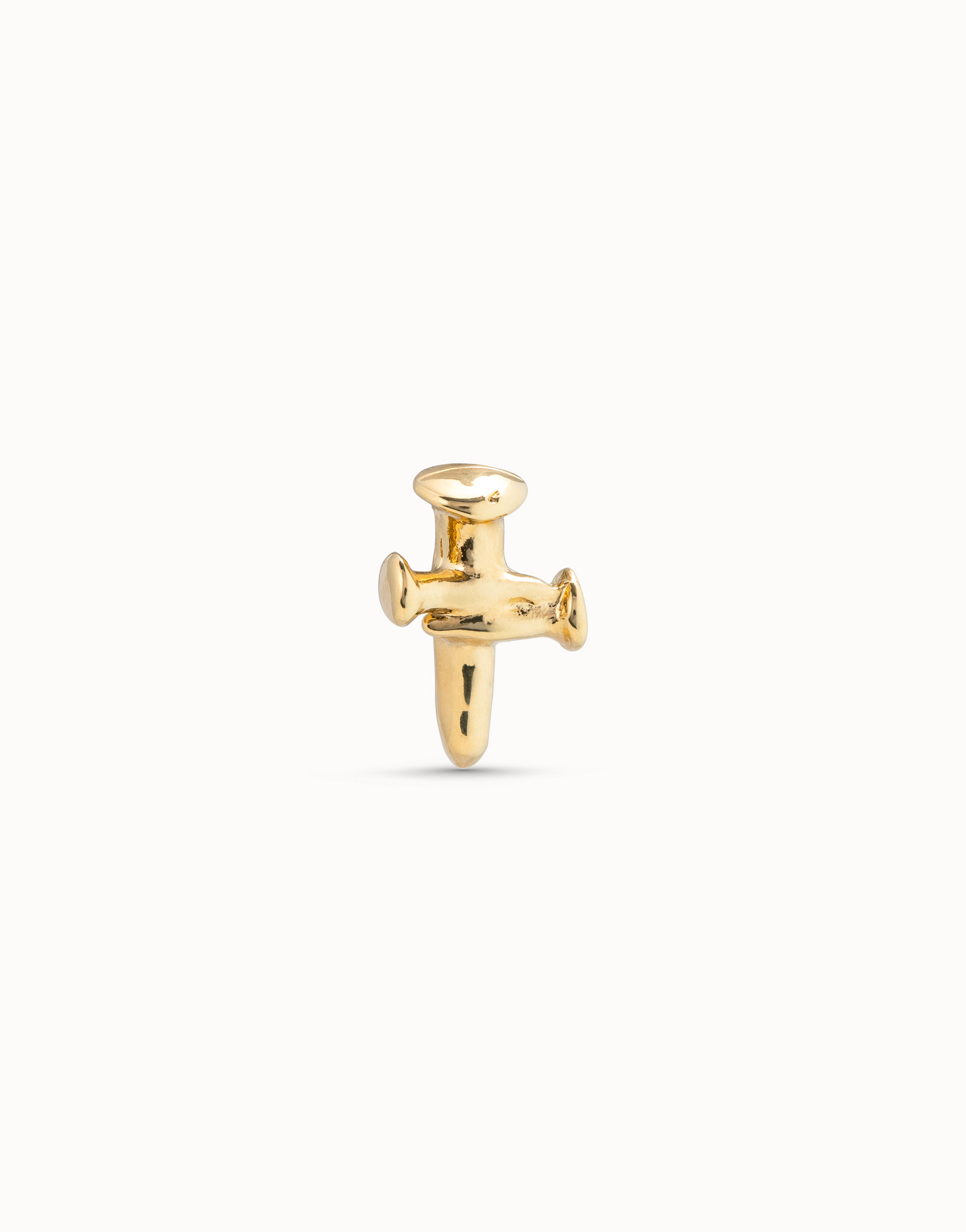 18K gold-plated cross piercing, Golden, large image number null