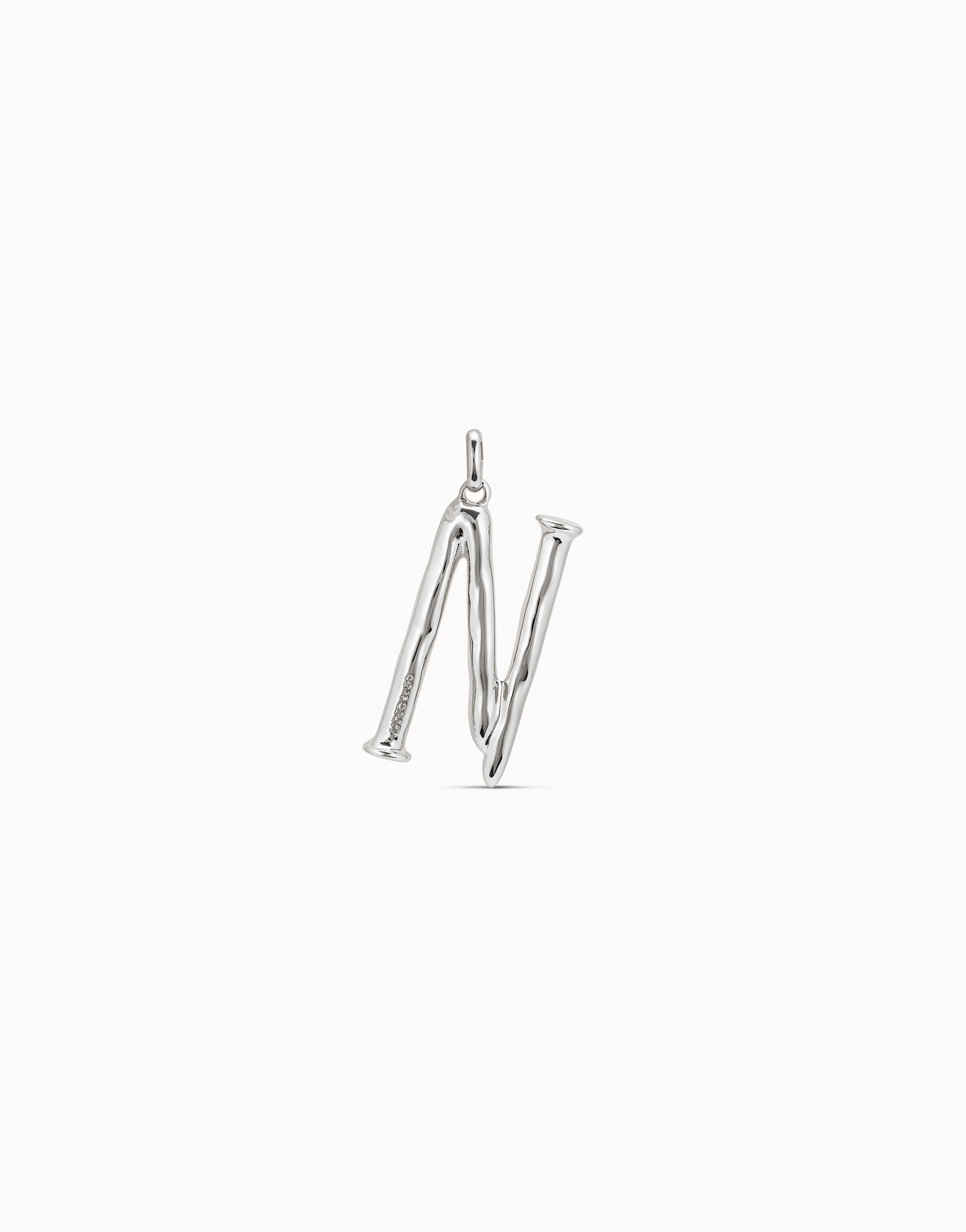 Sterling silver-plated letter N pendant, Silver, large image number null