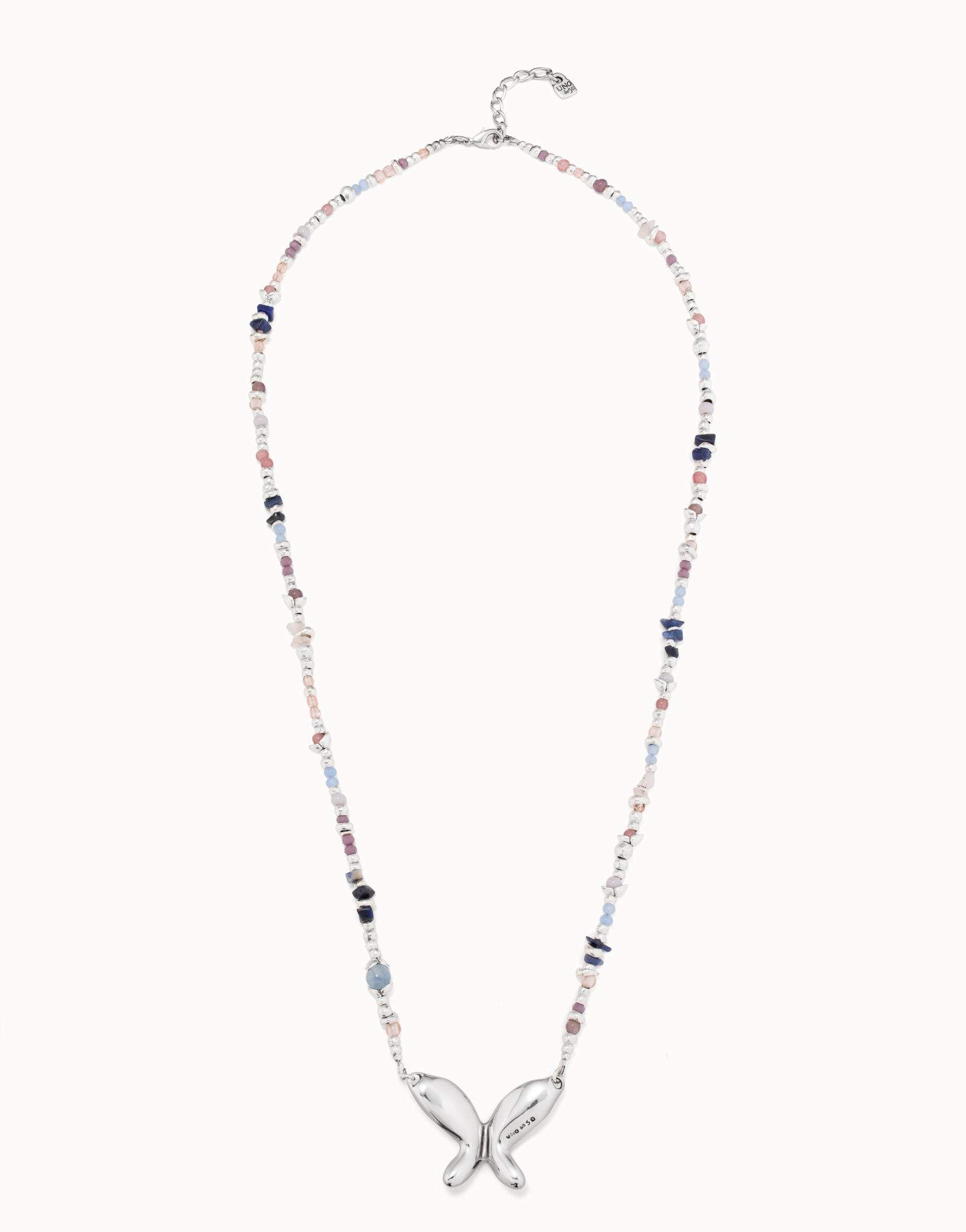 Sterling silver-plated necklace with multicolor handmade crystals, Silver, large image number null