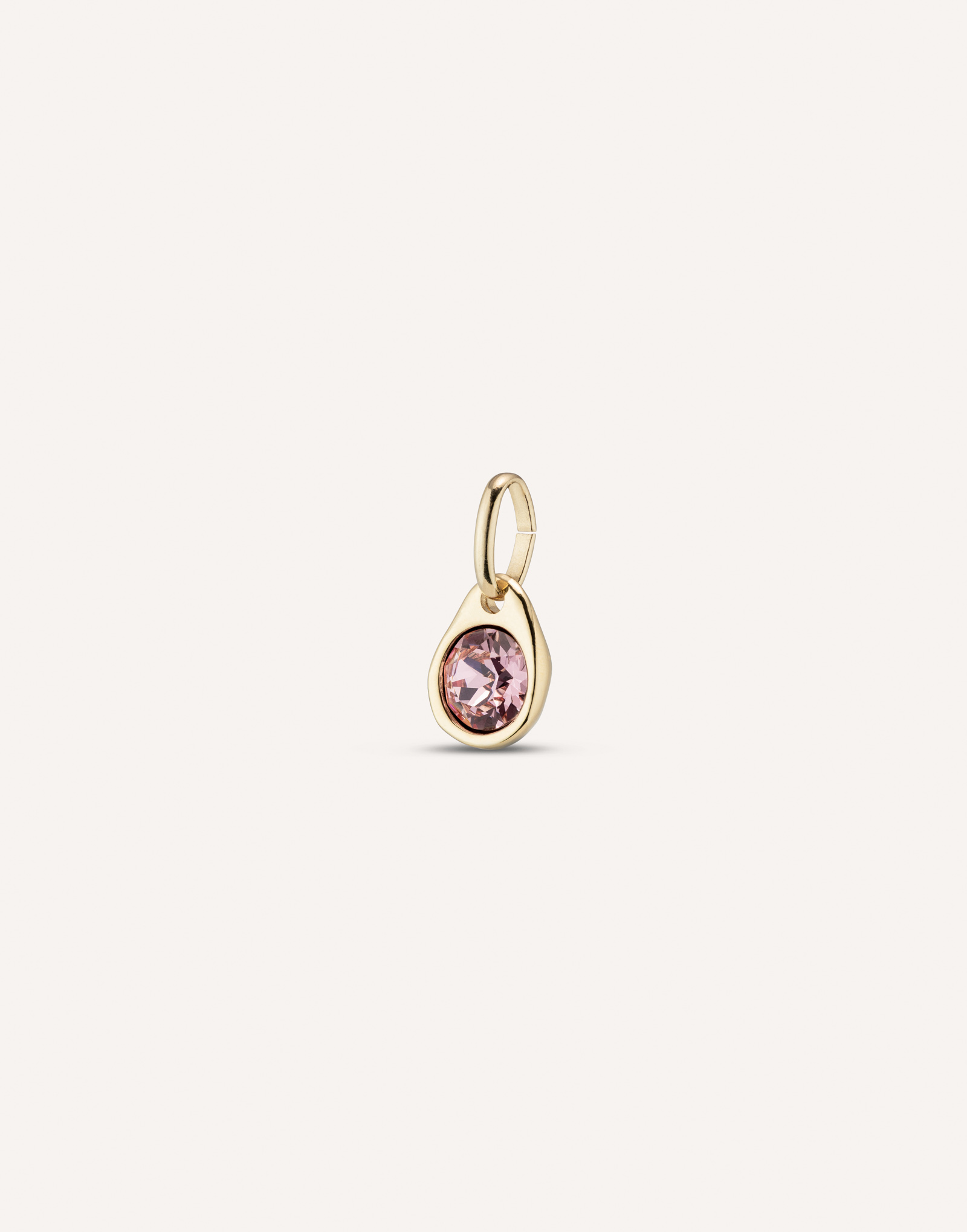 Gold-plated charm with pink crystal, Golden, large image number null