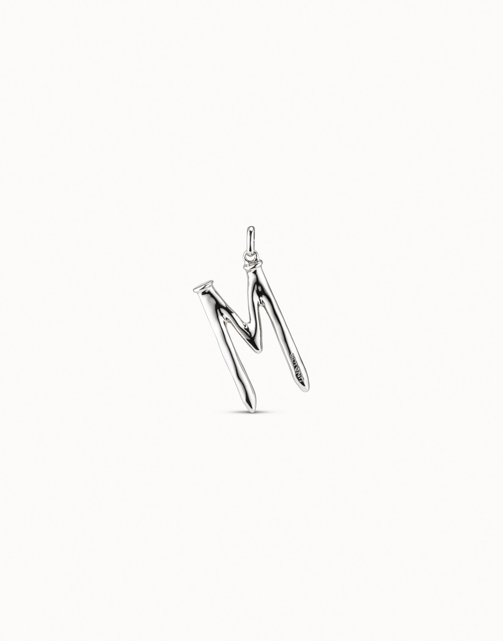 Sterling silver-plated letter M pendant, Silver, large image number null