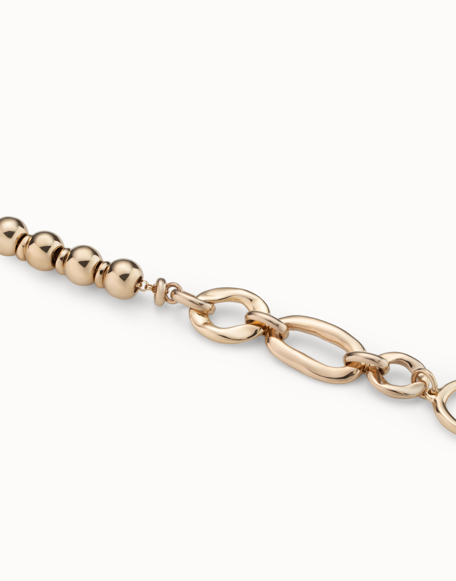 18K gold-plated bracelet with different link types, Golden, large image number null