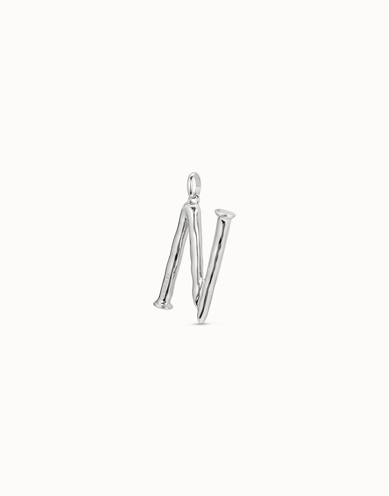 Sterling silver-plated letter N pendant, Silver, large image number null