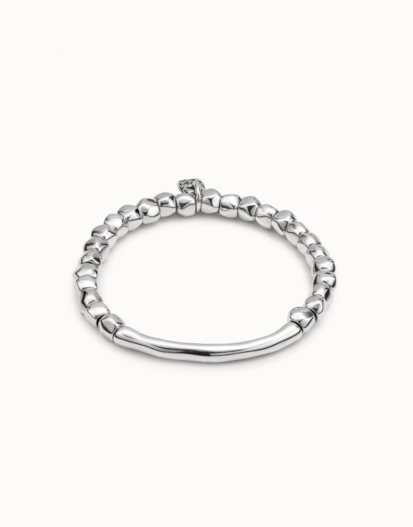 Sterling silver-plated bracelet with tubular piece, Silver, large image number null