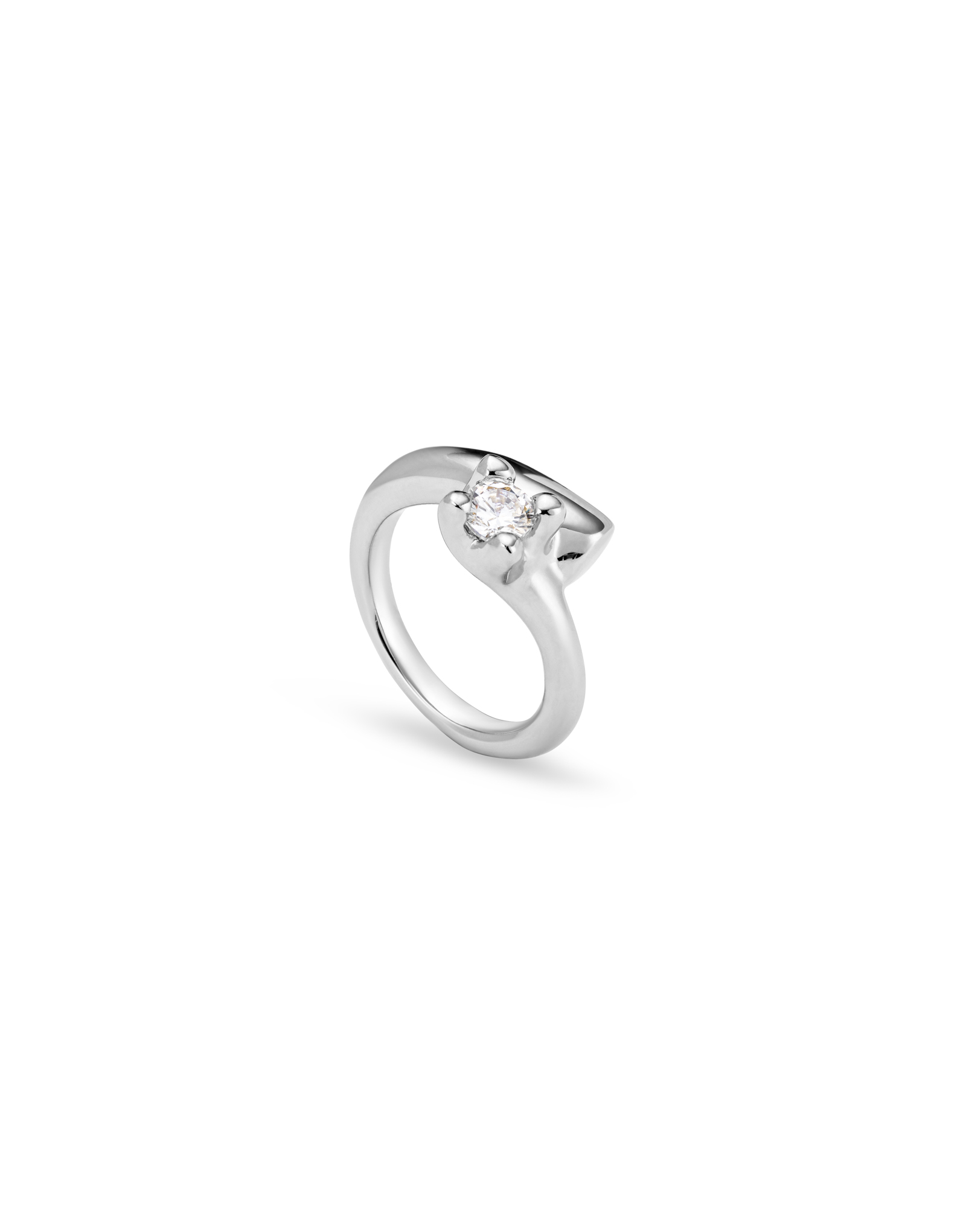 Sterling silver-plated ring with white cubic zirconia, Silver, large image number null