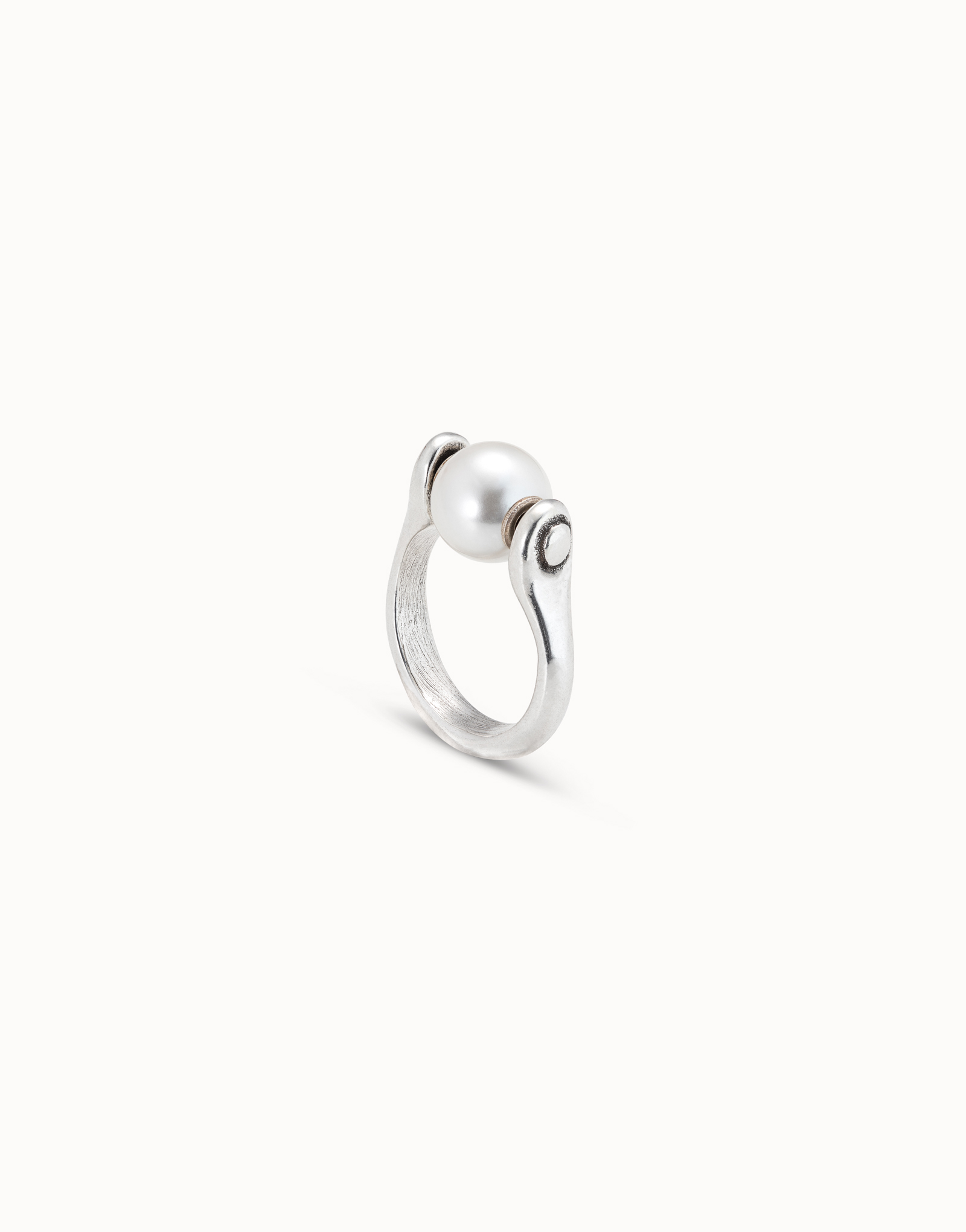 Sterling silver-plated ring with pearl, Silver, large image number null