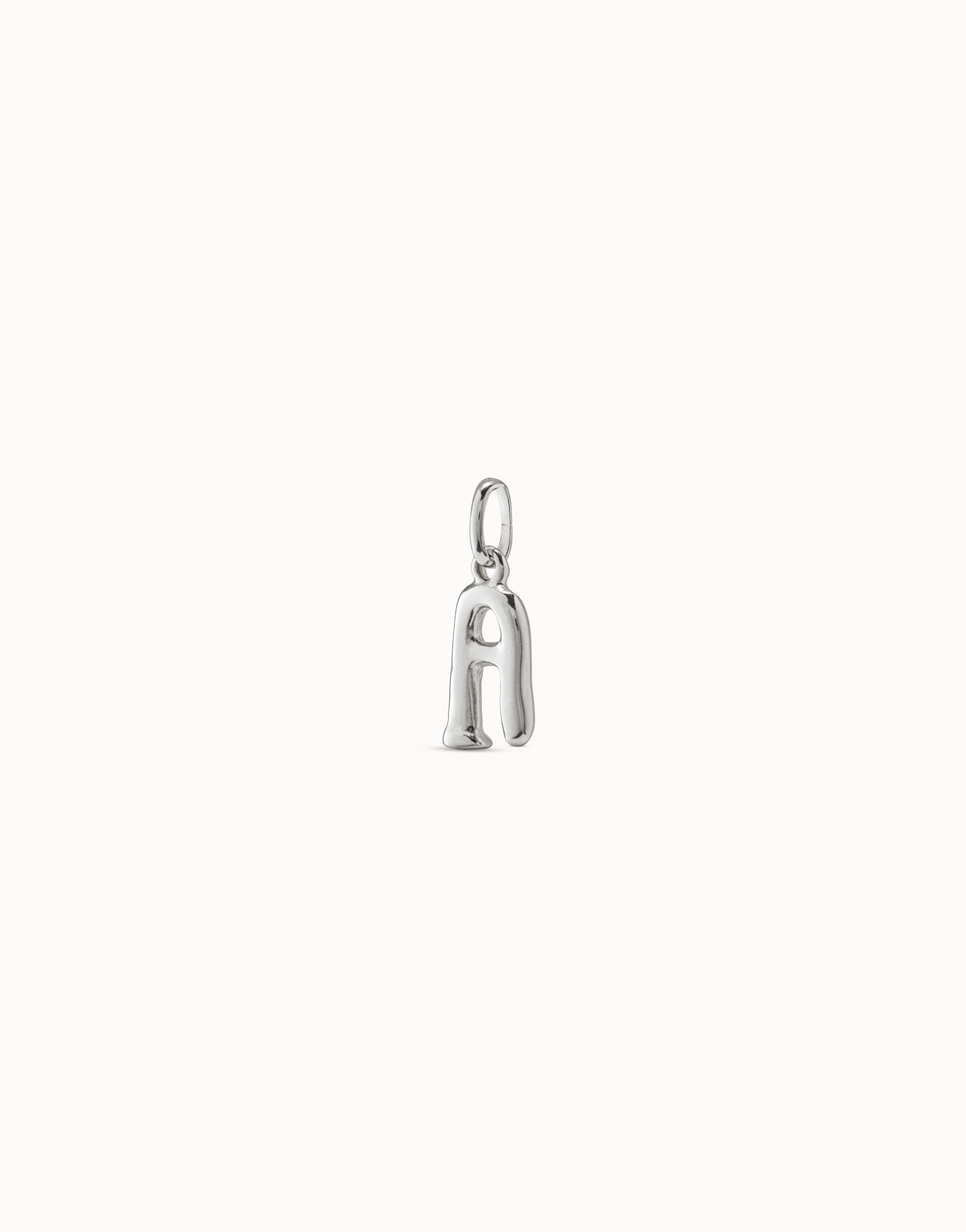 Sterling silver-plated letter A charm, Silver, large image number null