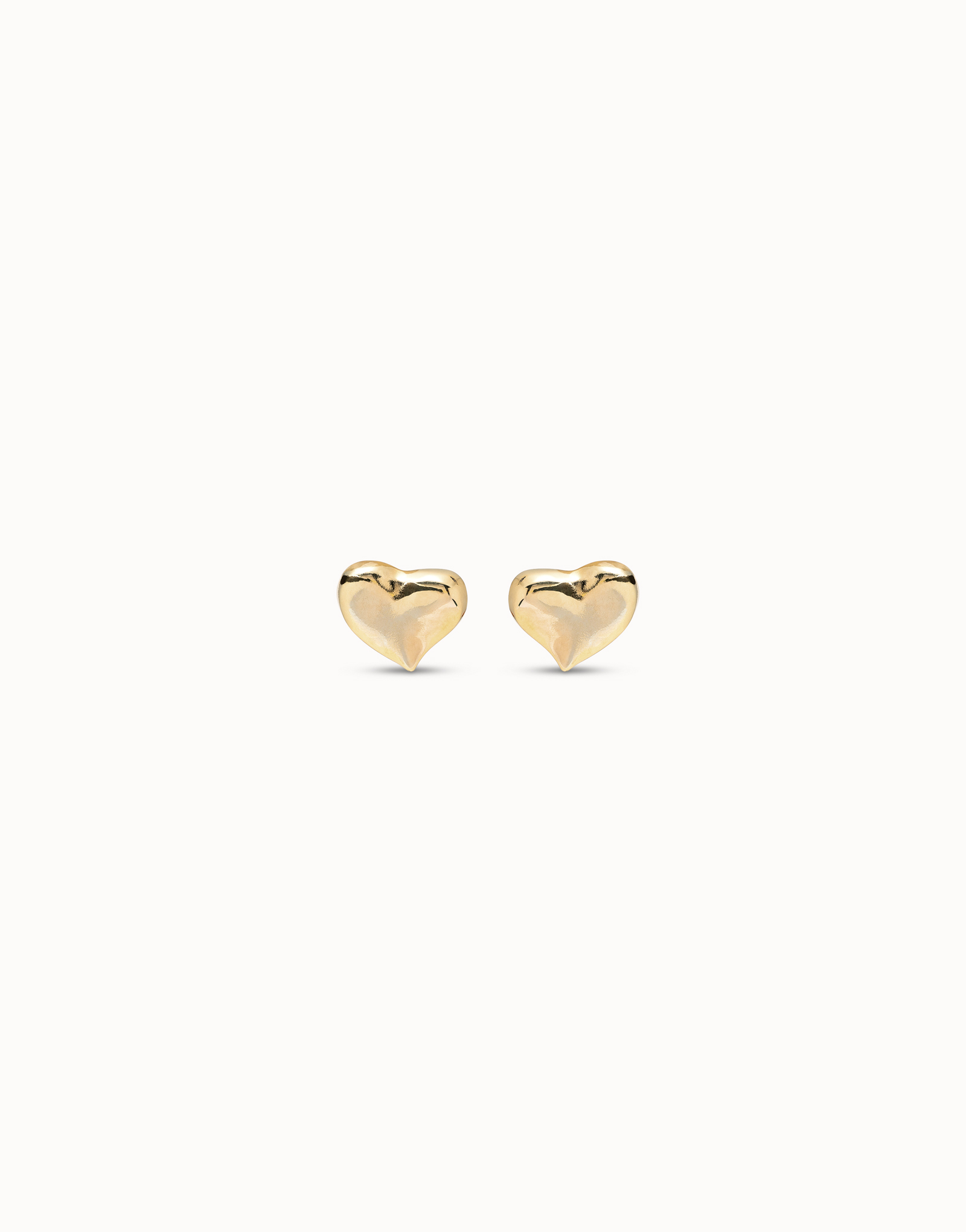 18K gold-plated medium sized heart shaped earrings, Golden, large image number null