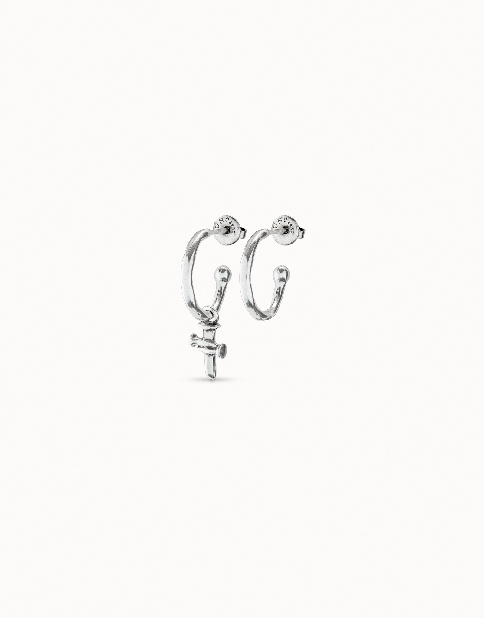 Sterling silver-plated hoop shaped earrings, Silver, large image number null